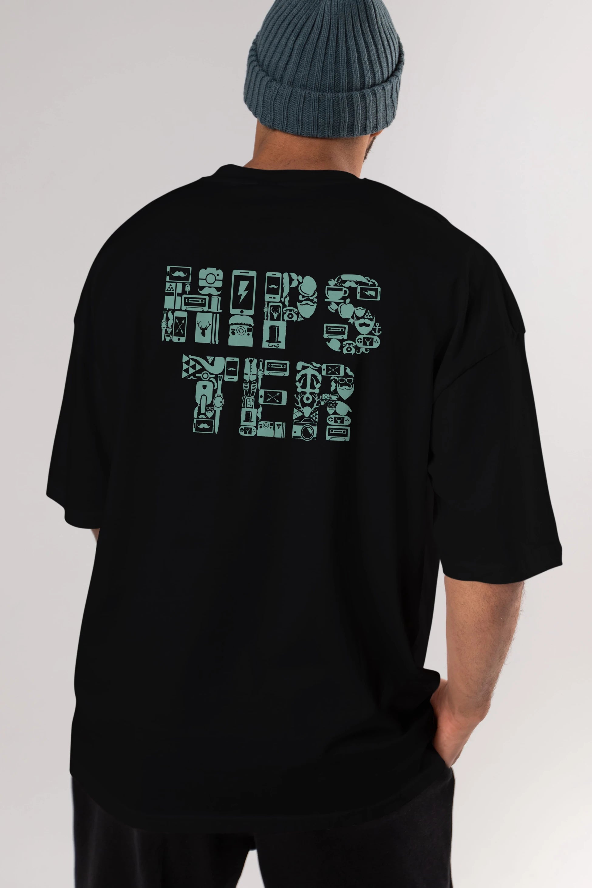 HIPSTER Arka Baskılı Oversize t-shirt %100 pamuk Erkek Kadın Unisex