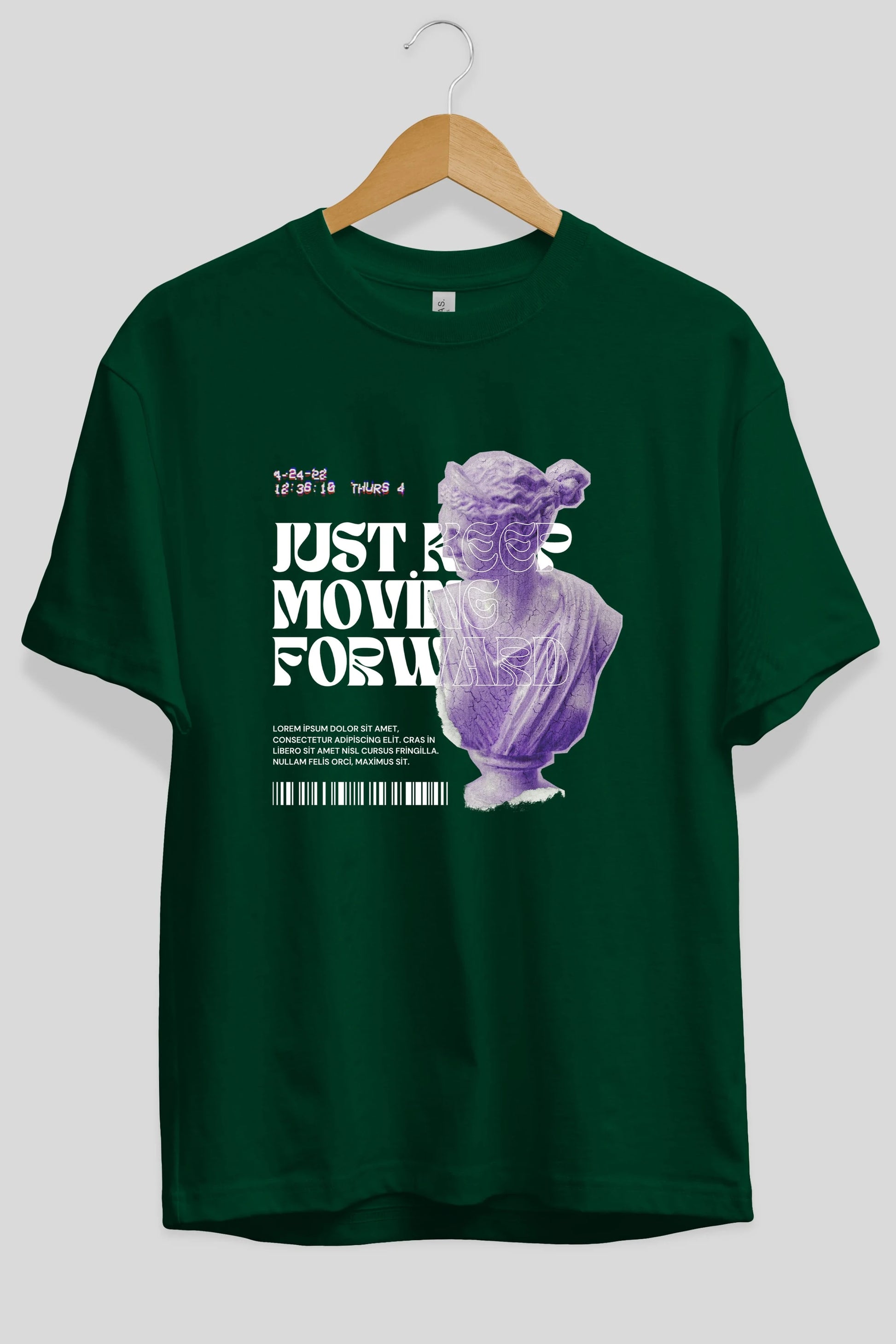 Just Keep Moving Forward Yazılı Ön Baskılı Oversize t-shirt Erkek Kadın Unisex