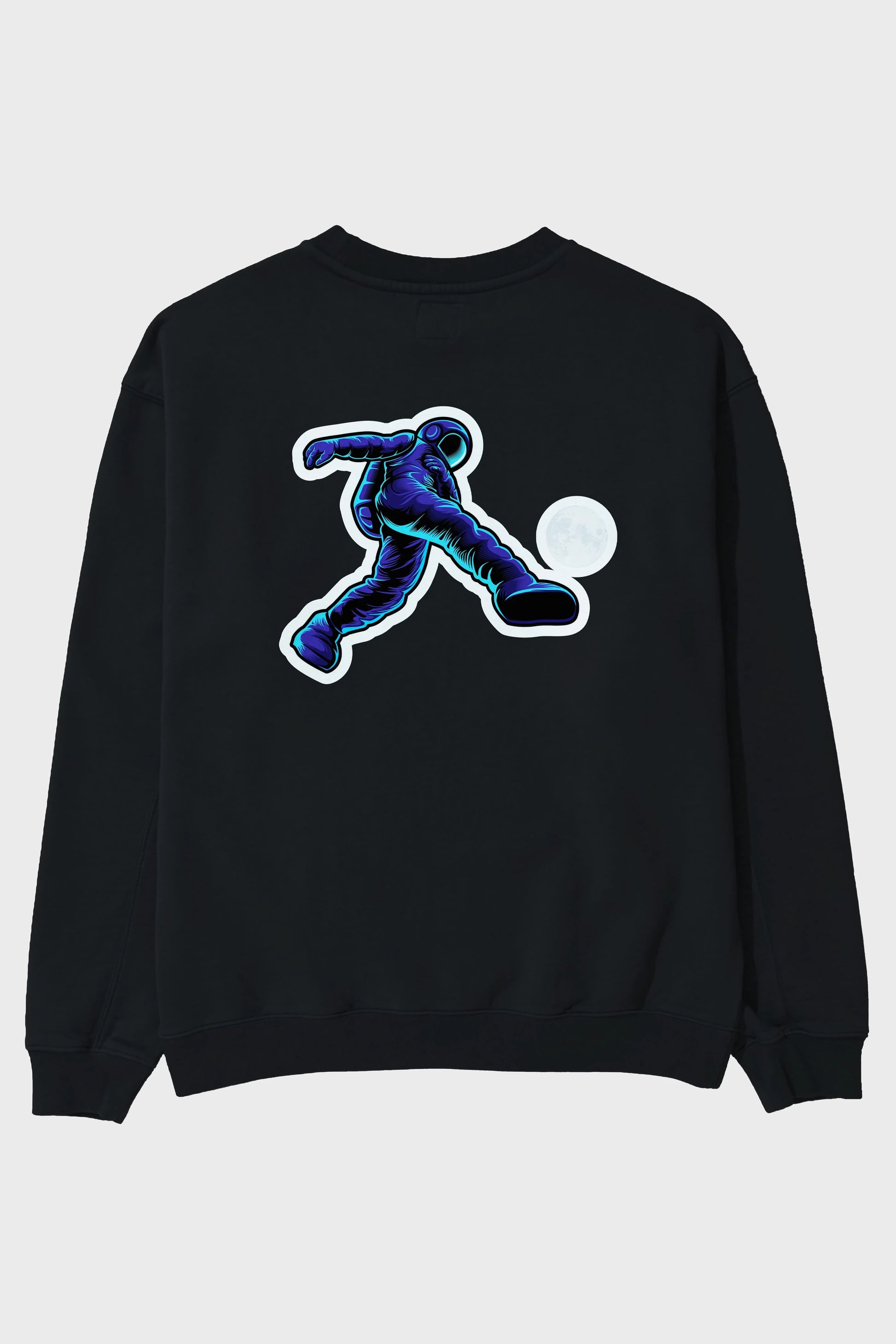 Astroball in Space Sticker Arka Baskılı Oversize Sweatshirt Erkek Kadın Unisex