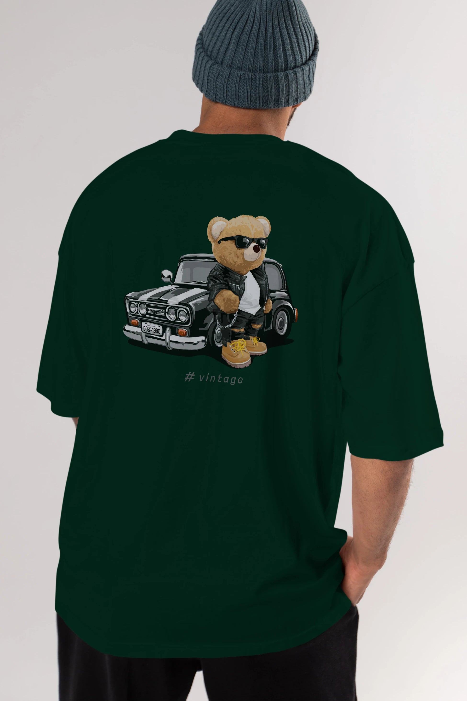 Teddy Bear Vintage Arka Baskılı Oversize t-shirt Erkek Kadın Unisex %100 Pamuk