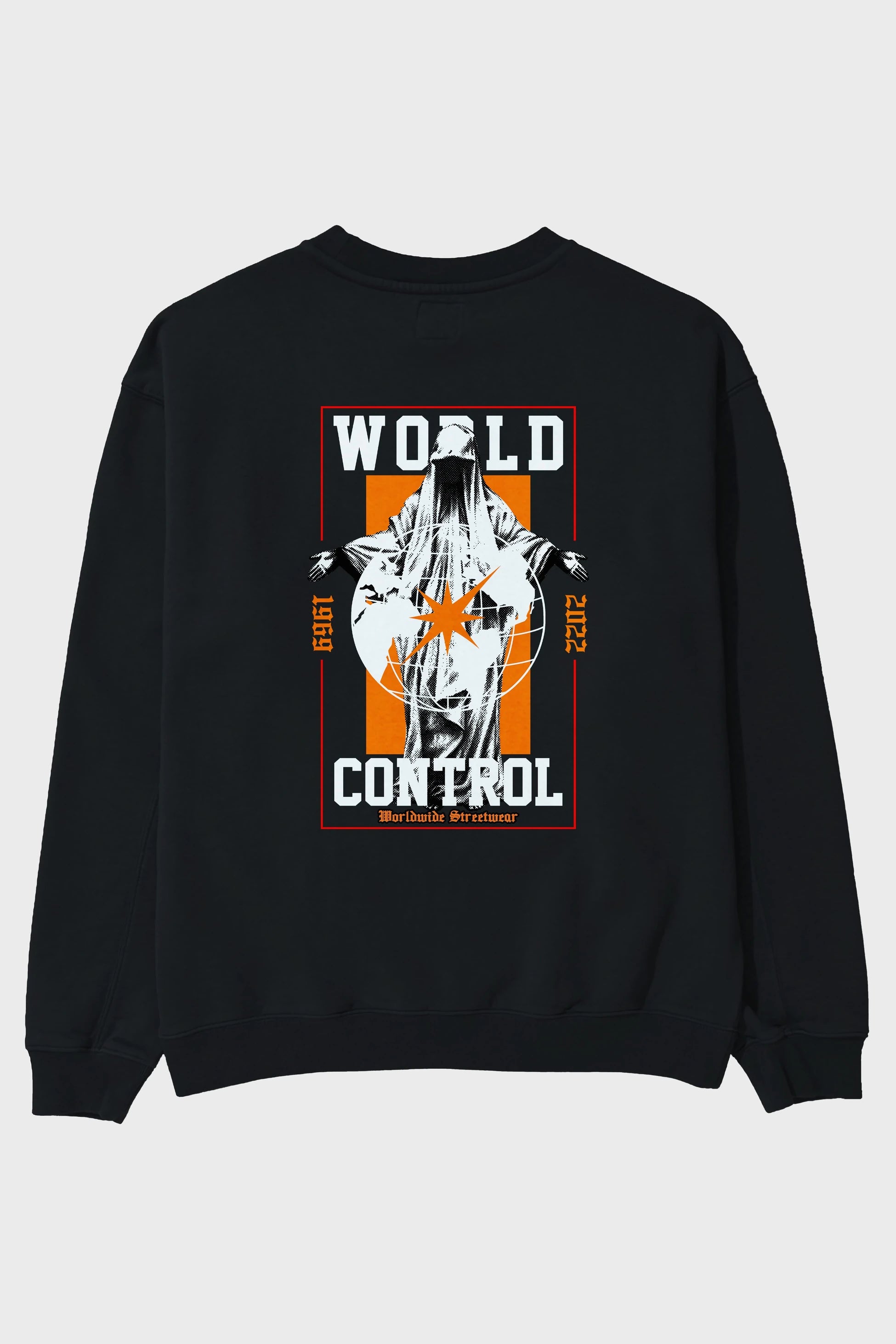 World Control Arka Baskılı Oversize Sweatshirt Erkek Kadın Unisex