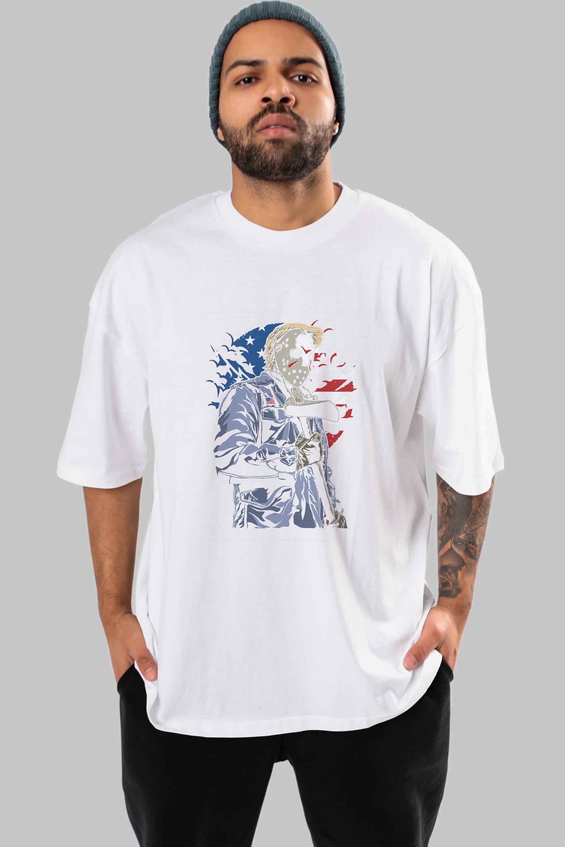American Killer Ön Baskılı Oversize t-shirt Erkek Kadın Unisex %100 Pamuk tişort