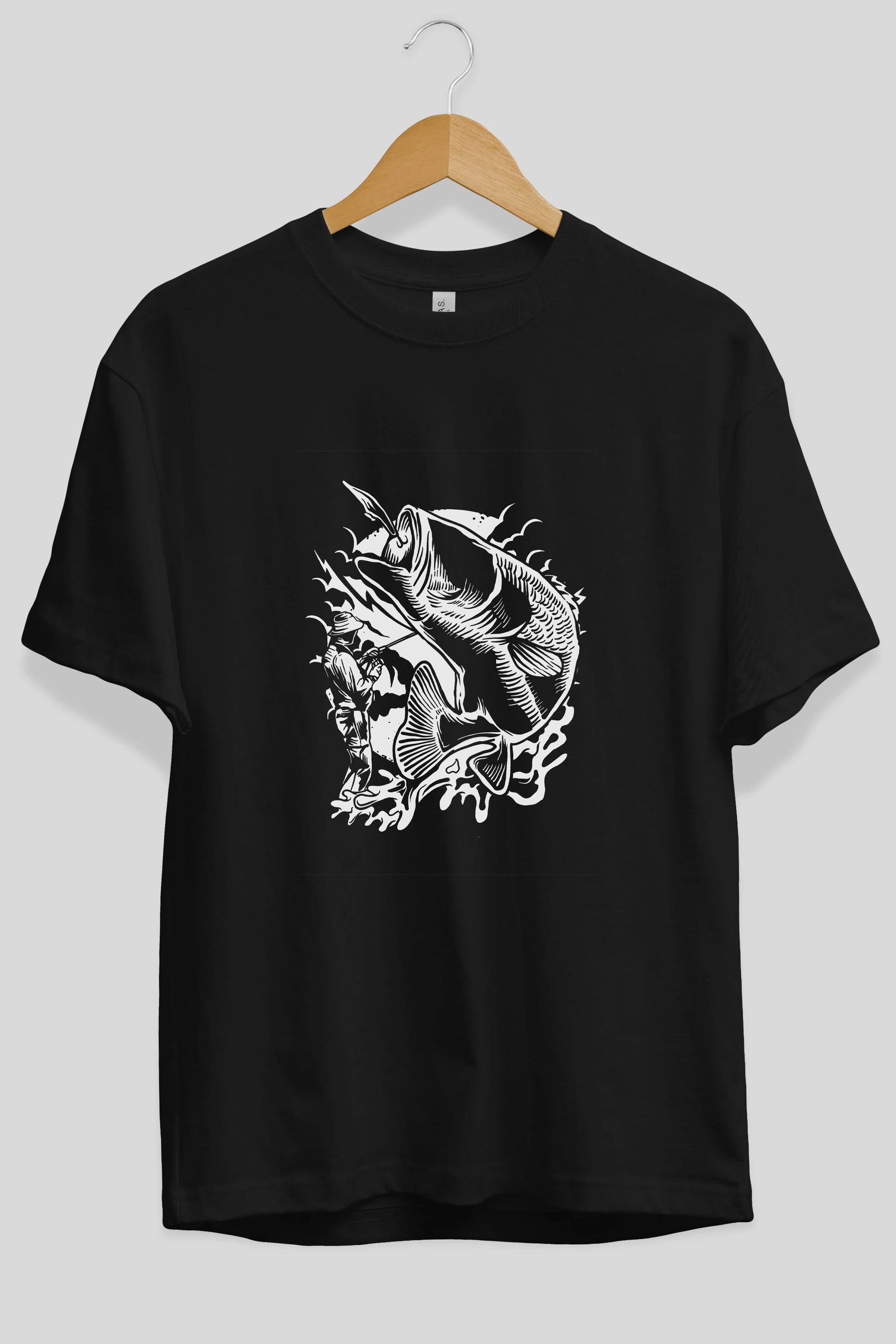 Fisherman Ön Baskılı Oversize t-shirt Erkek Kadın Unisex %100 Pamuk tişort