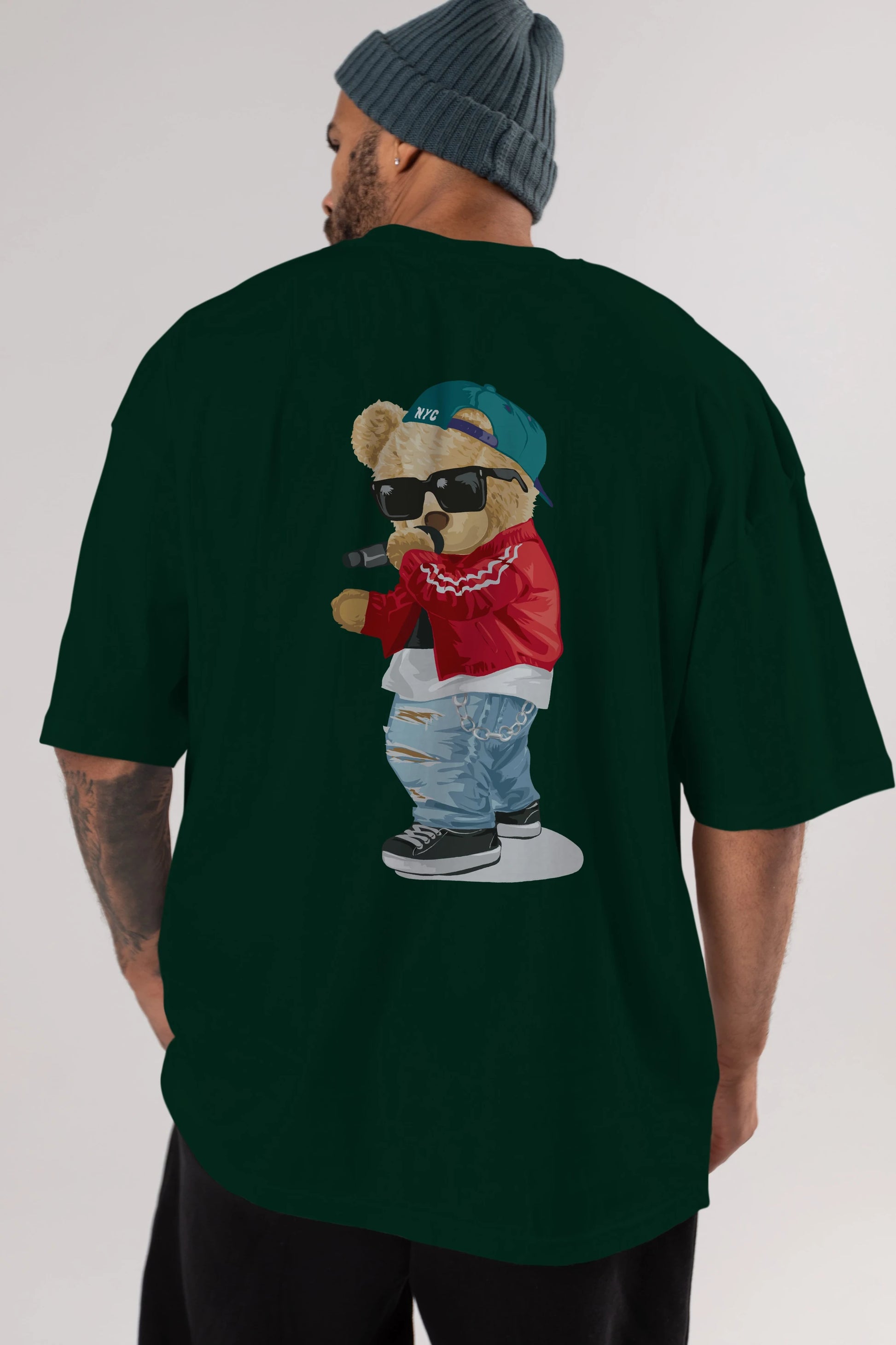 Teddy Bear Şarkıcı Arka Baskılı Oversize t-shirt Erkek Kadın Unisex %100 Pamuk