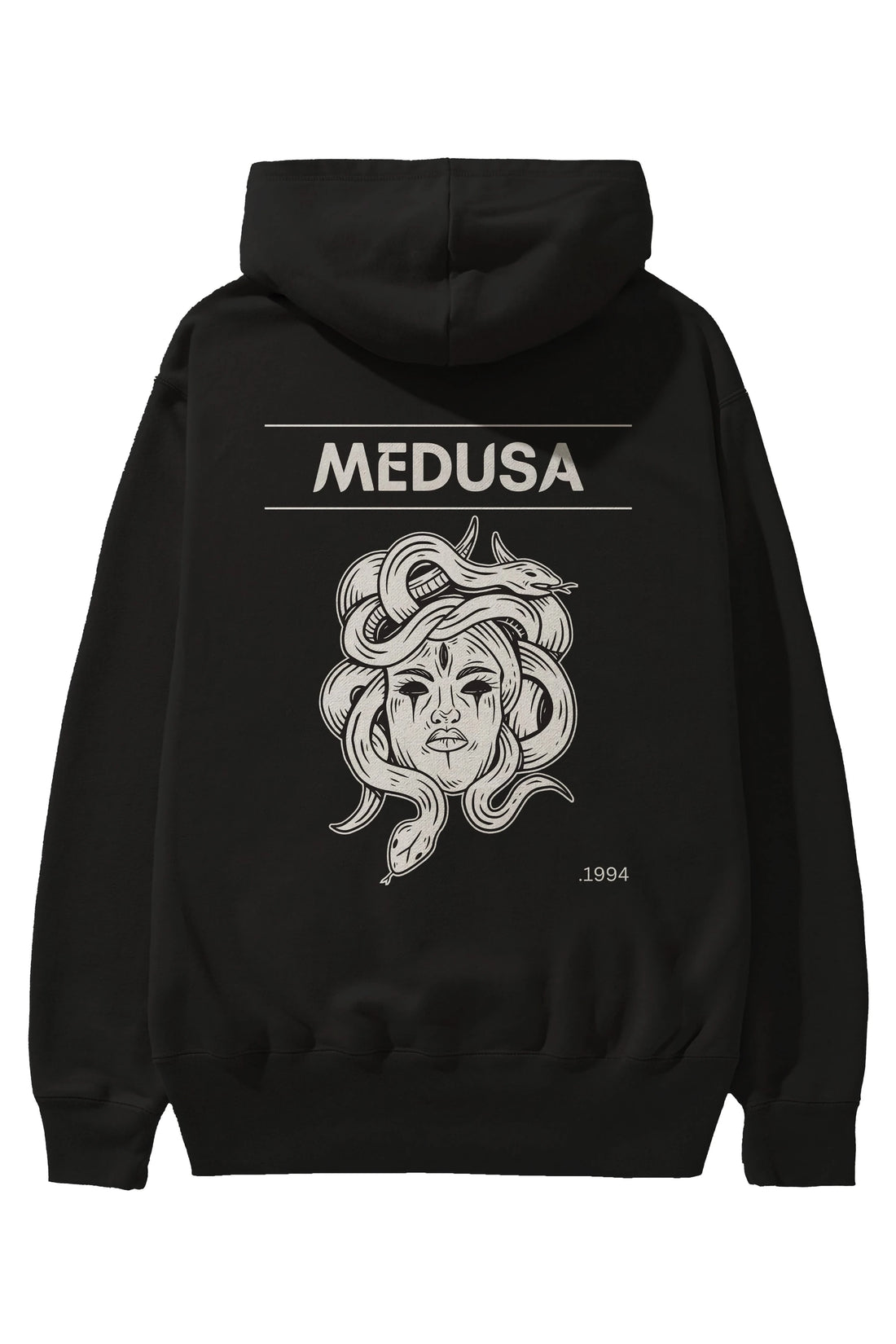 Medusa Arka Baskılı Oversize Hoodie Kapüşonlu Sweatshirt Erkek Kadın Unisex