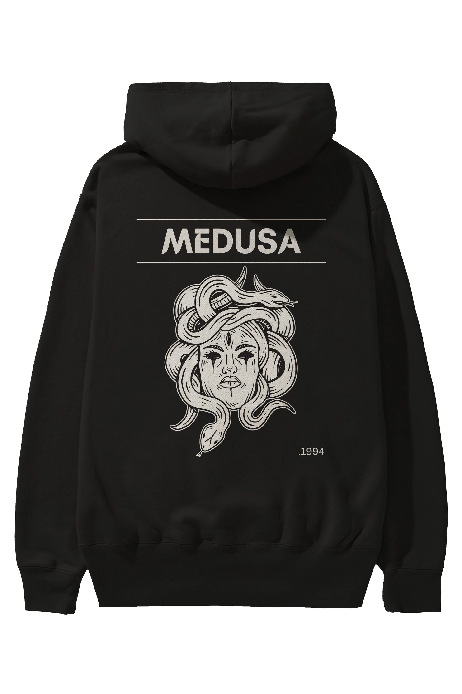 Medusa Arka Baskılı Oversize Hoodie Kapüşonlu Sweatshirt Erkek Kadın Unisex