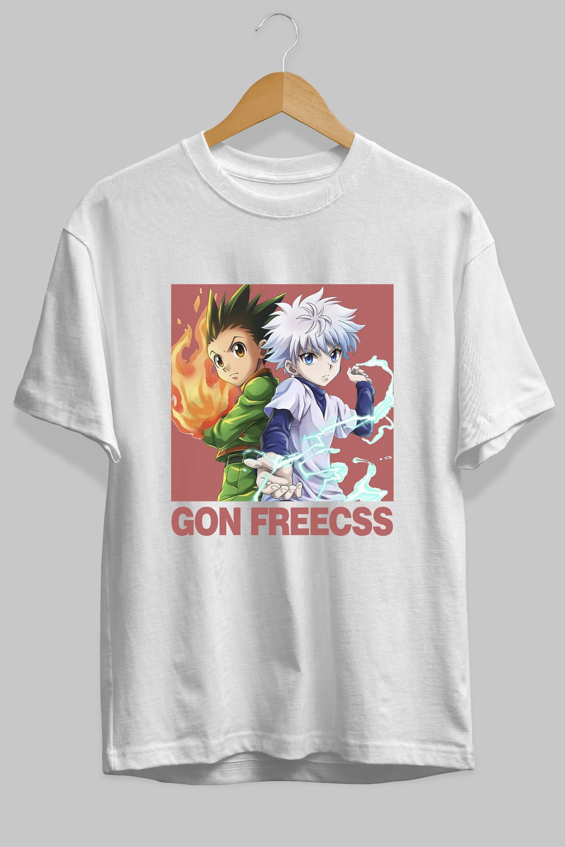 Gon Freecss HUNTER X HUNTER 4 Anime Ön Baskılı Oversize t-shirt %100 pamuk Erkek Kadın Unisex