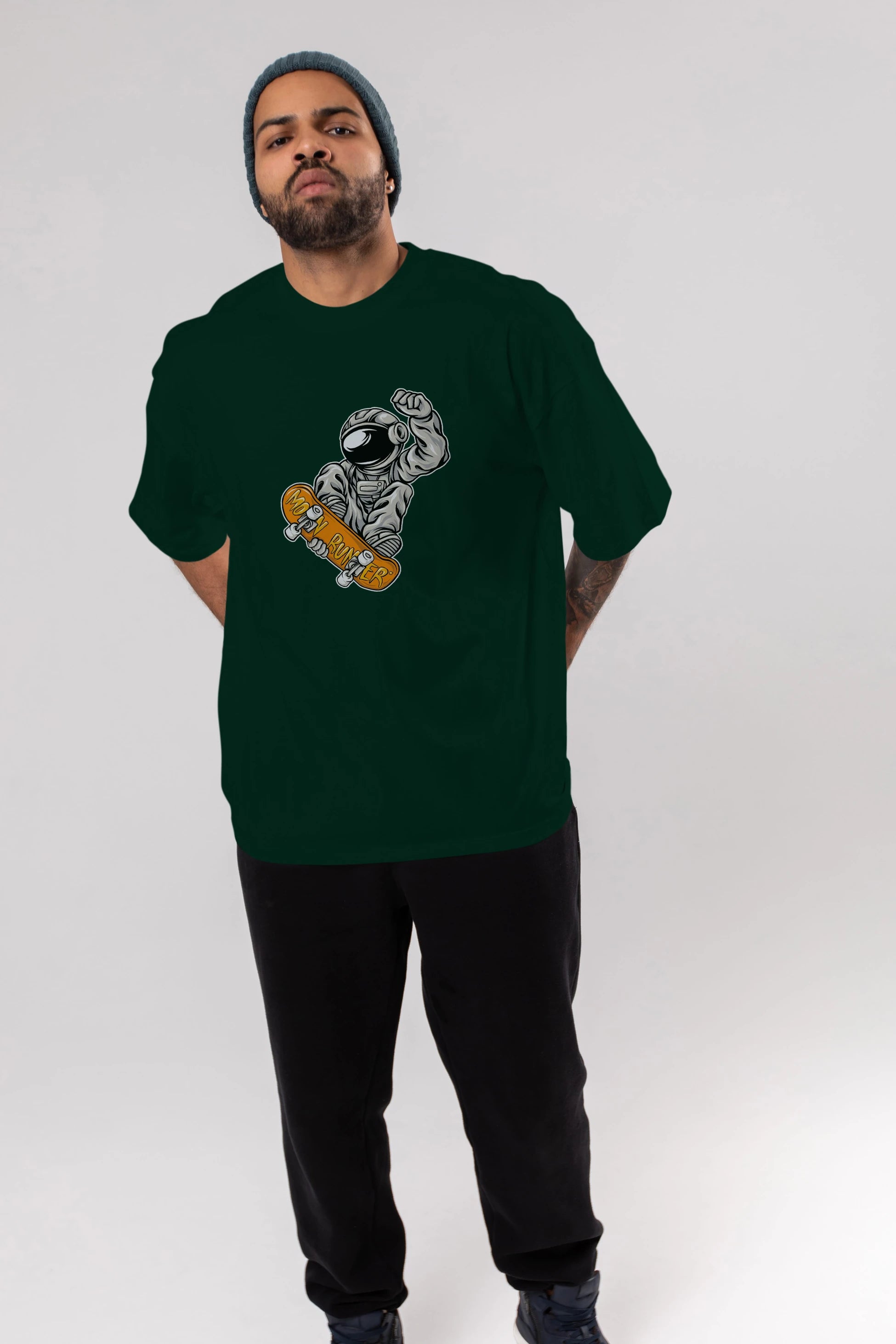Moon Runner Ön Baskılı Oversize t-shirt Erkek Kadın Unisex