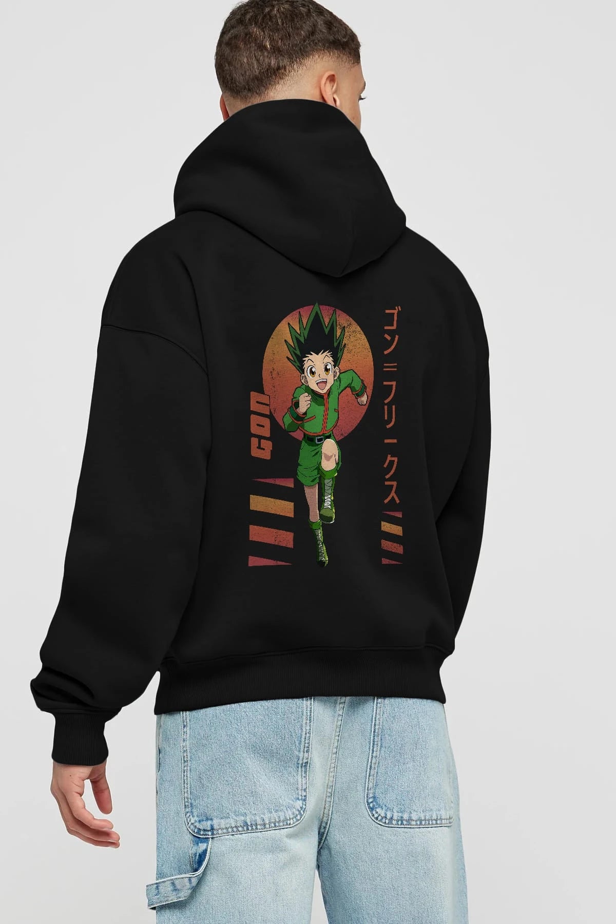 Gon Freecss HUNTER X HUNTER 2 Anime Arka Baskılı Hoodie Oversize Kapüşonlu Sweatshirt Erkek Kadın Unisex