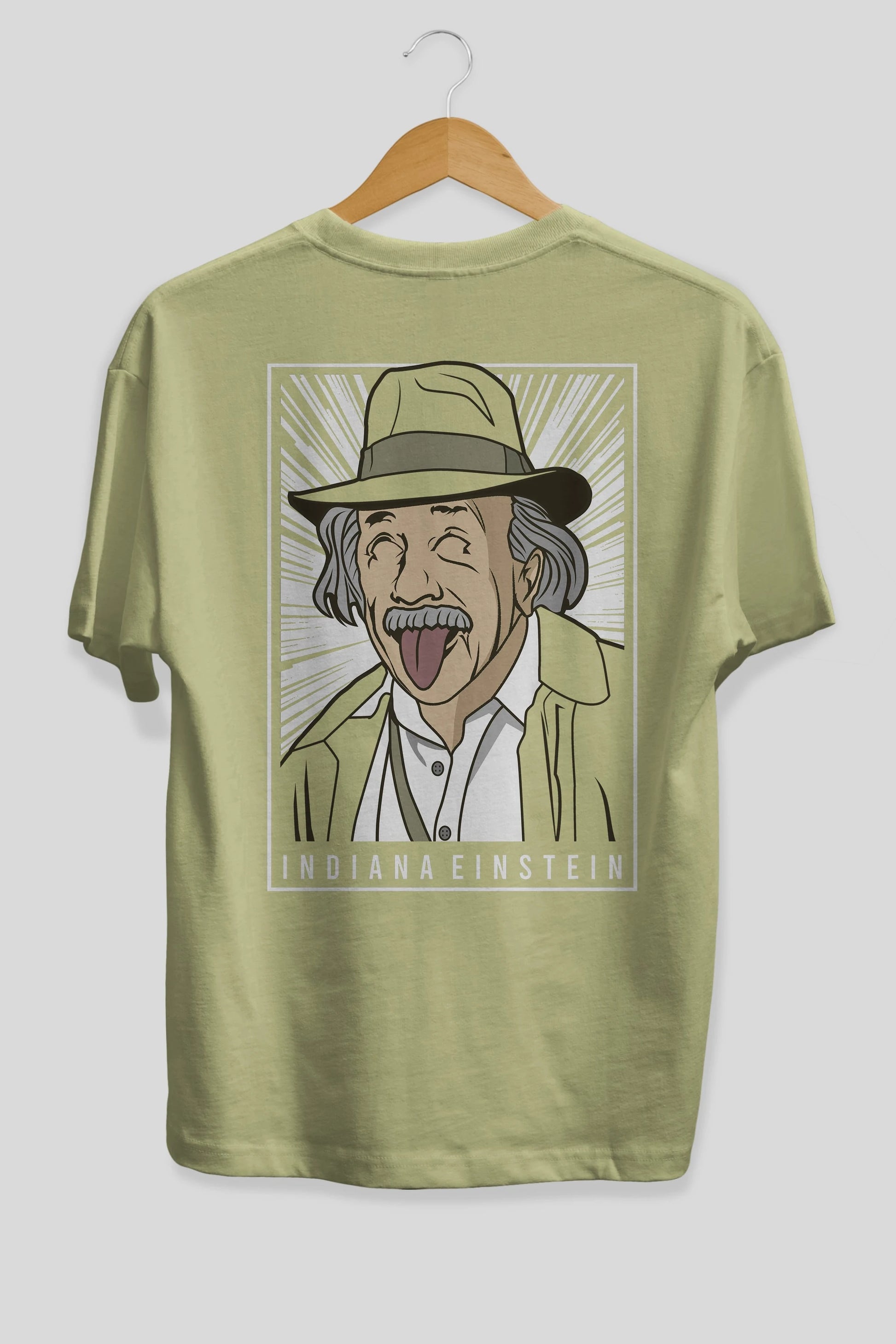 Indiana Jones Einstein Arka Baskılı Oversize t-shirt Erkek Kadın Unisex %100 Pamuk tişort