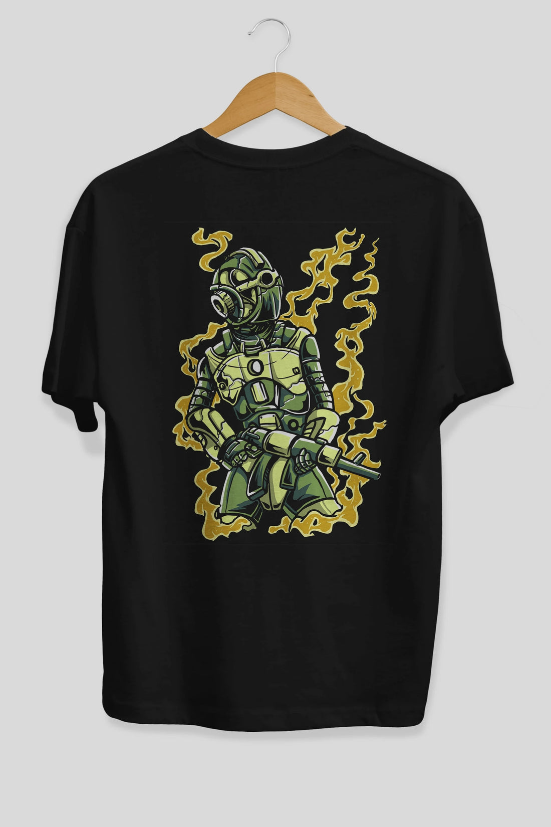 Robot Soldier Arka Baskılı Oversize t-shirt Erkek Kadın Unisex %100 Pamuk