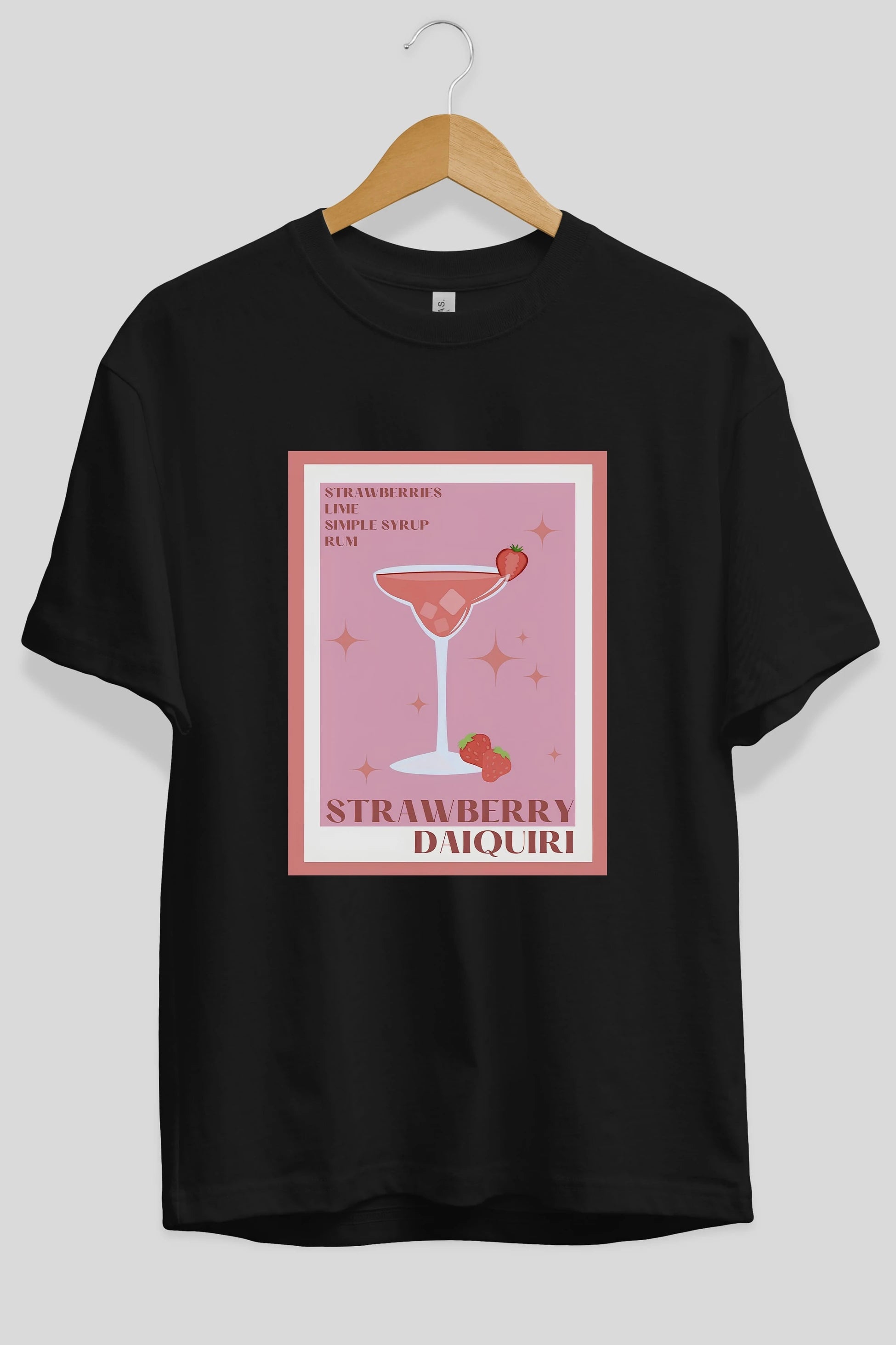 Strawberry Daiquiri Ön Baskılı Oversize t-shirt Erkek Kadın Unisex %100 Pamuk Bisiklet Yaka tişort