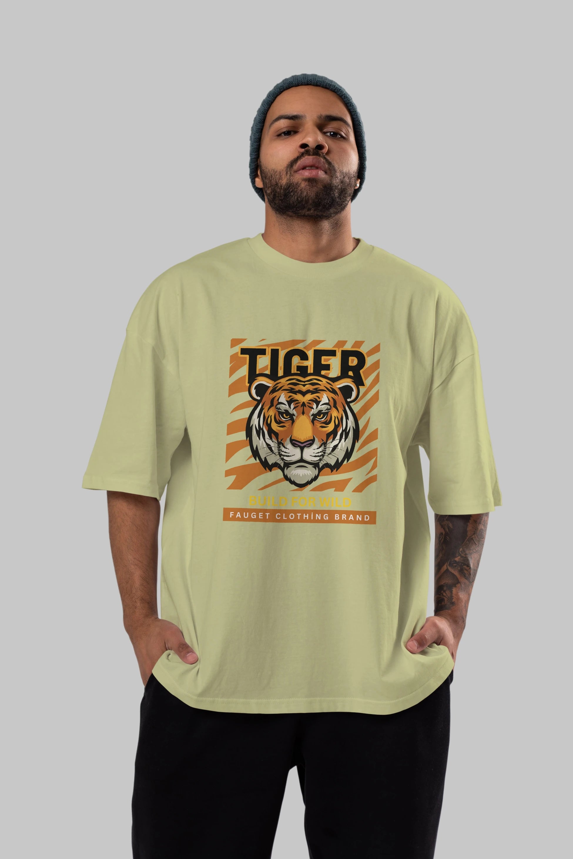 Tiger Ön Baskılı Oversize t-shirt Erkek Kadın Unisex