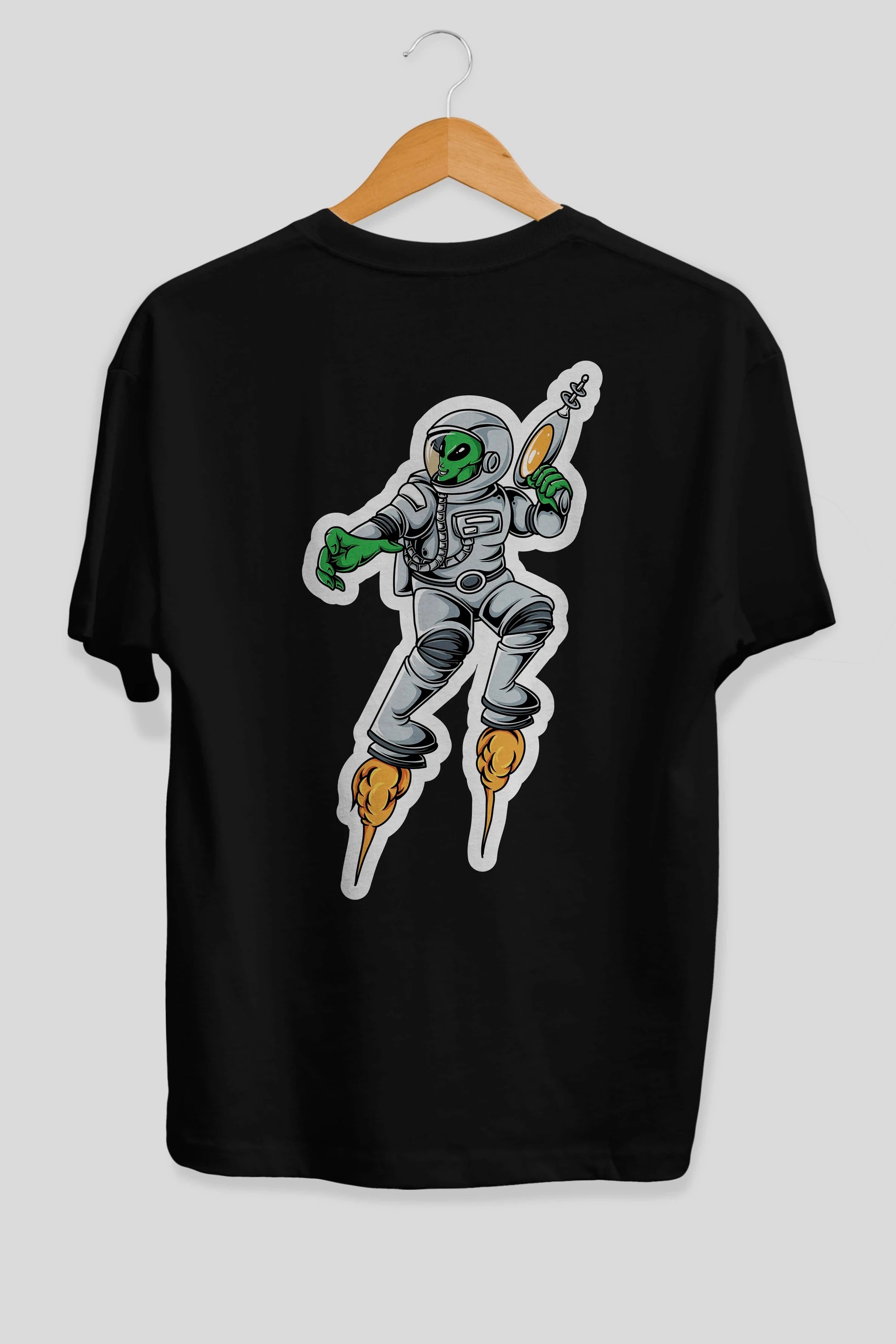 Alien Wars Sticker Arka Baskılı Oversize t-shirt Erkek Kadın Unisex
