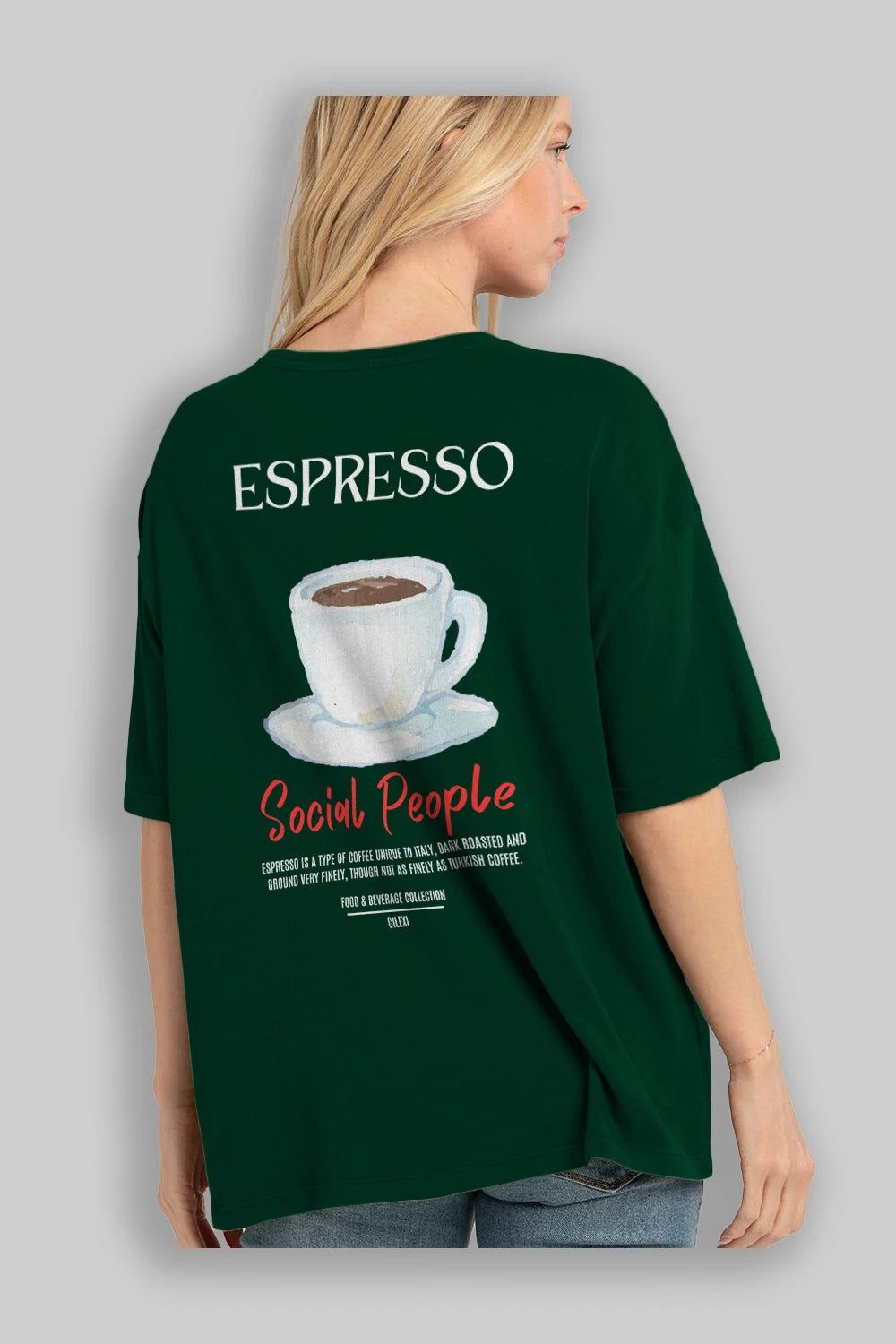 Espresso Kokteyl Serisi Baskılı Oversize t-shirt Erkek Kadın Unisex %100 Pamuk Bisiklet Yaka tişort