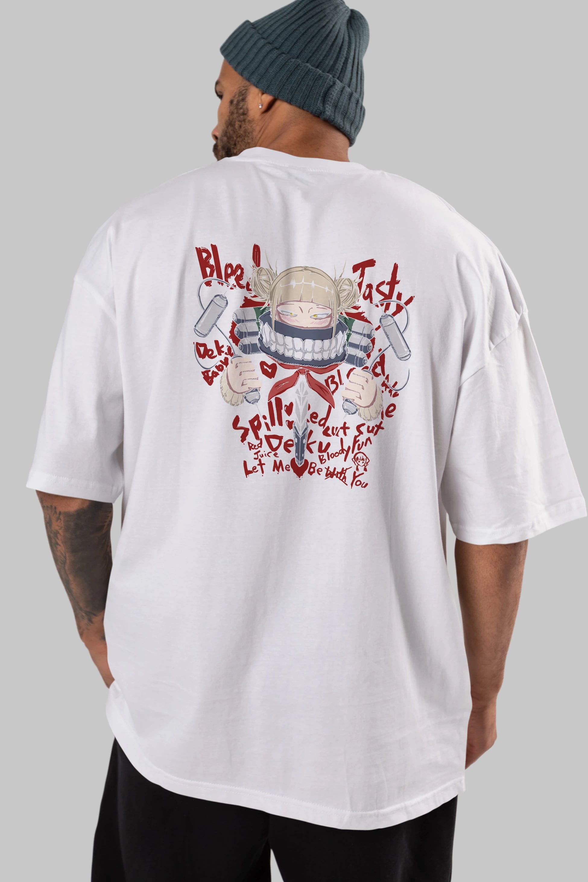 Himiko Toga 1 Anime Arka Baskılı Oversize t-shirt Erkek Kadın Unisex
