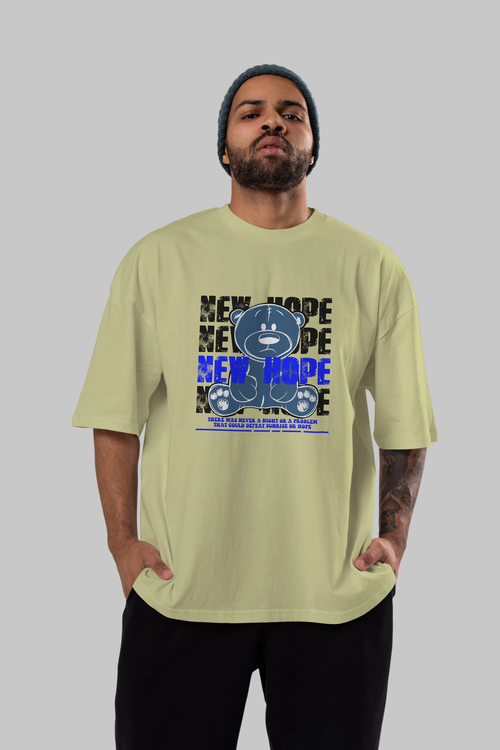 Teddy Bear New Hope Ön Baskılı Oversize t-shirt Erkek Kadın Unisex