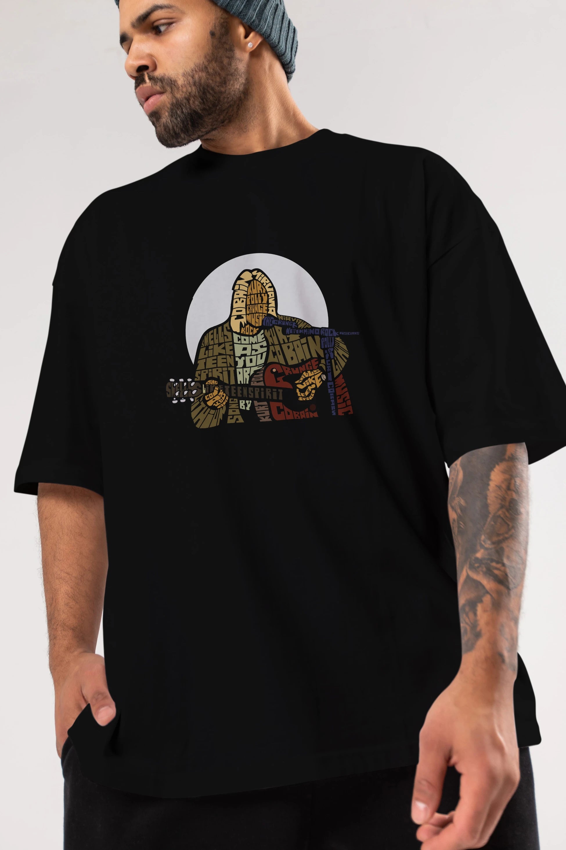 Kurt Cobain Ön Baskılı Oversize t-shirt %100 pamuk Erkek Kadın Unisex