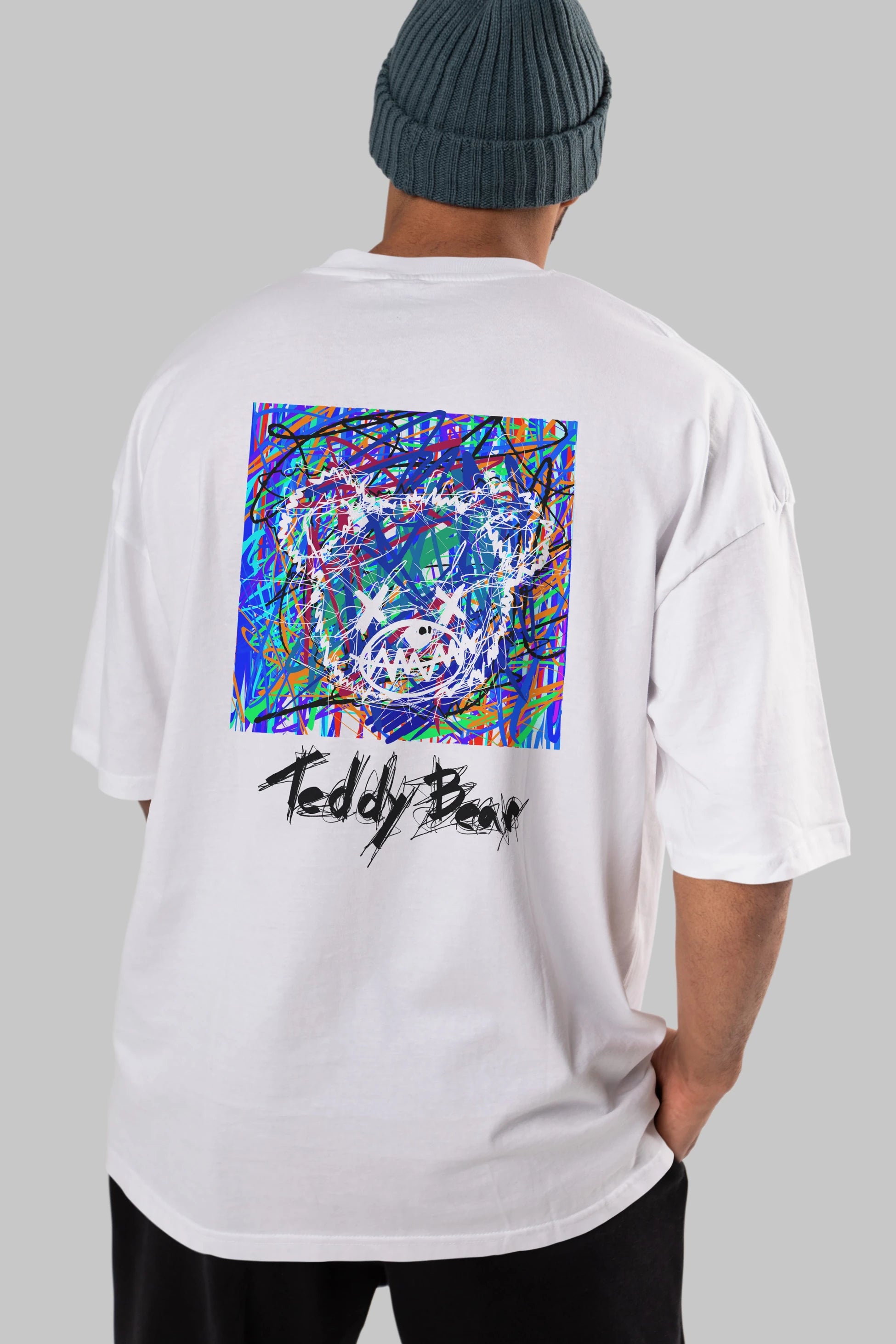 Teddy Bear 3 Arka Baskılı Oversize t-shirt Erkek Kadın Unisex