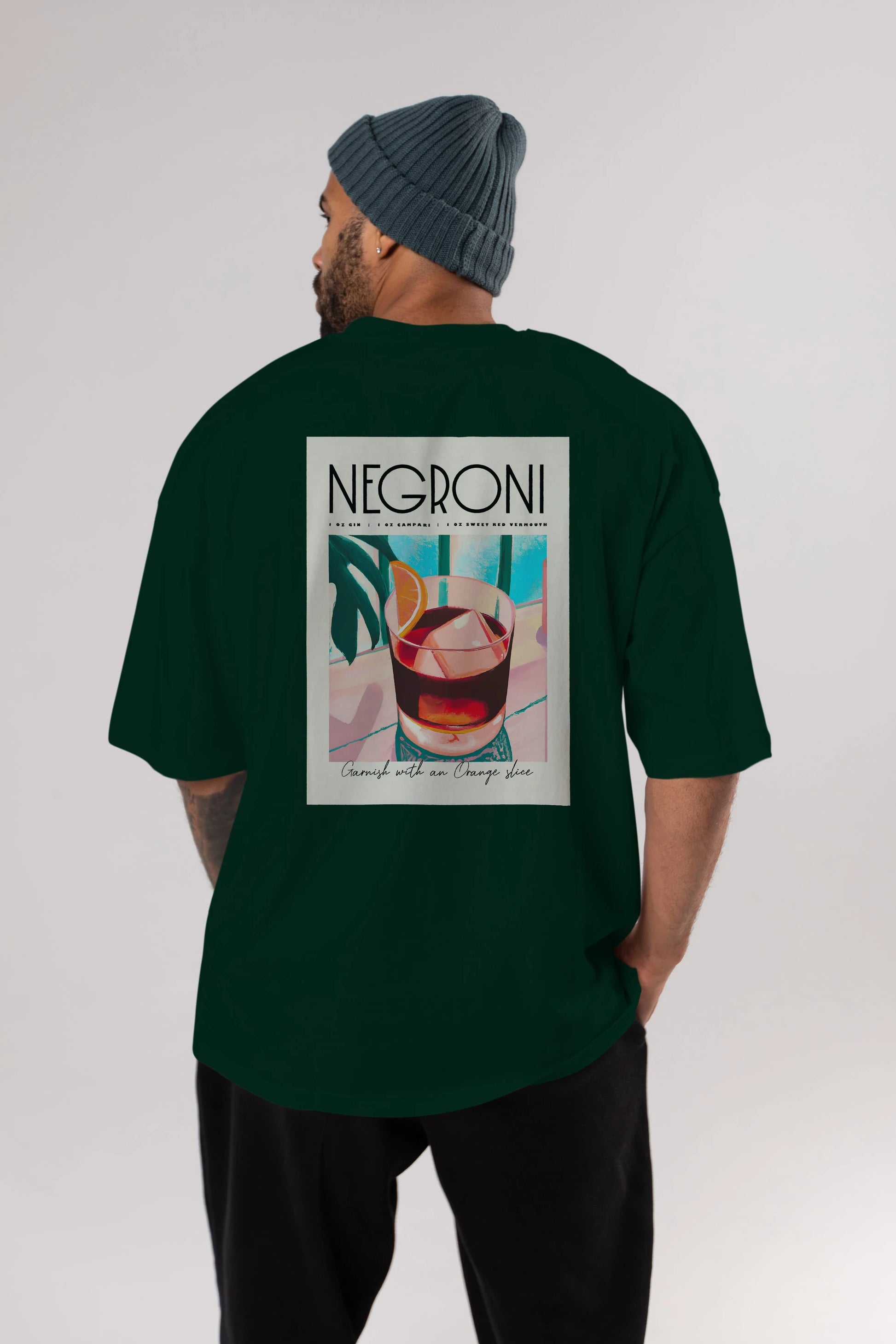 Negroni 4 Arka Baskılı Oversize t-shirt Erkek Kadın Unisex %100 Pamuk Bisiklet Yaka tişort
