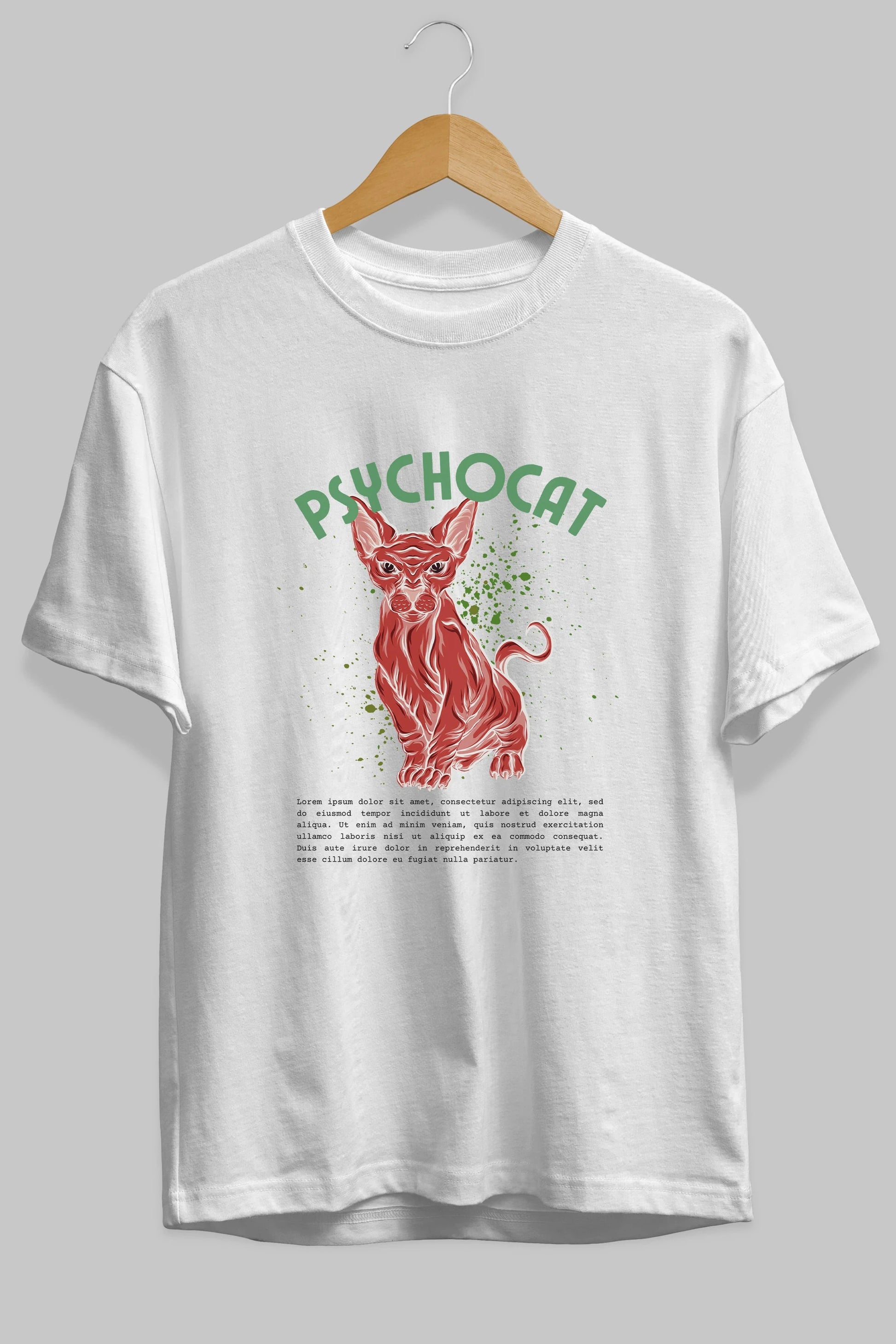 Psychocat Ön Baskılı Oversize t-shirt Erkek Kadın Unisex