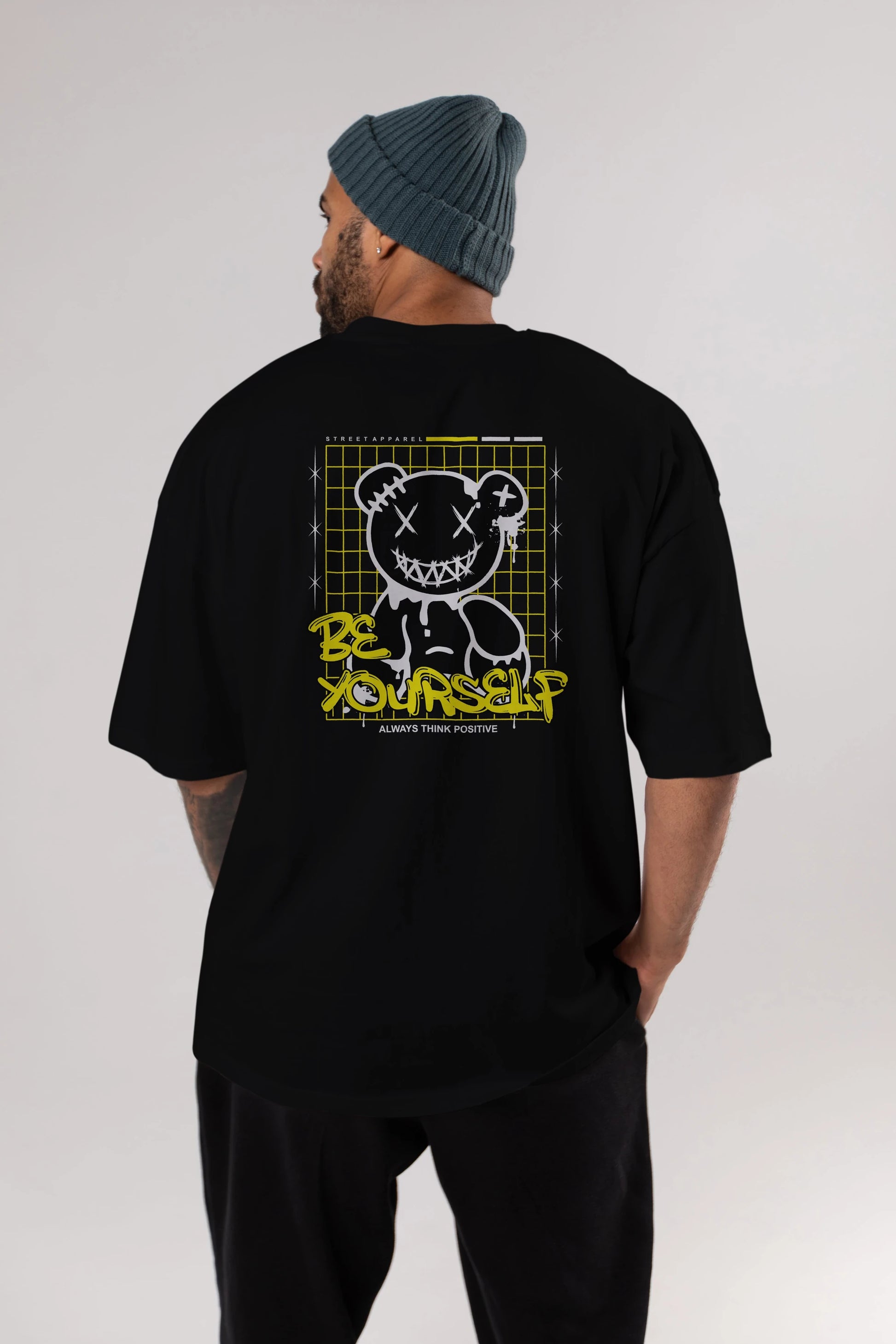 Teddy Bear Be Yourself Arka Baskılı Oversize t-shirt Erkek Kadın Unisex