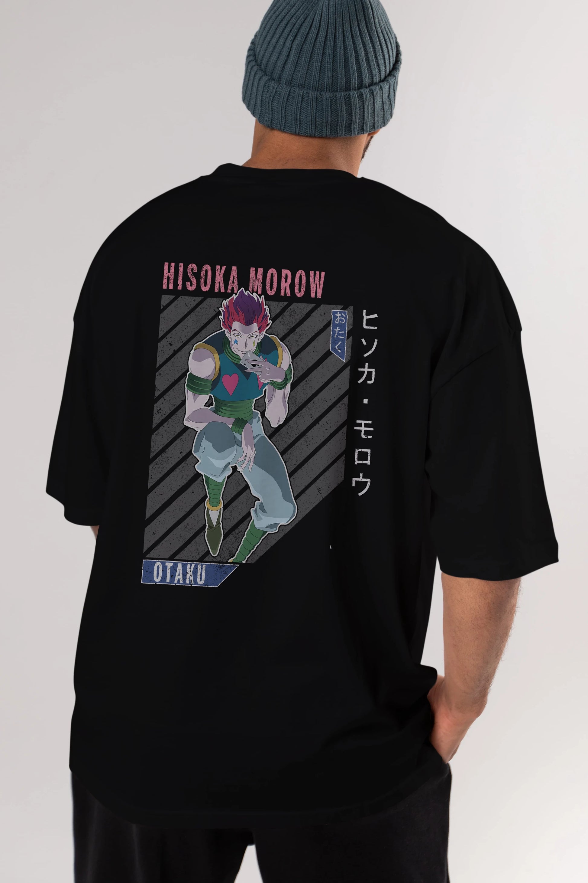 Hisoka Morow 2 2 Anime Arka Baskılı Oversize t-shirt Erkek Kadın Unisex