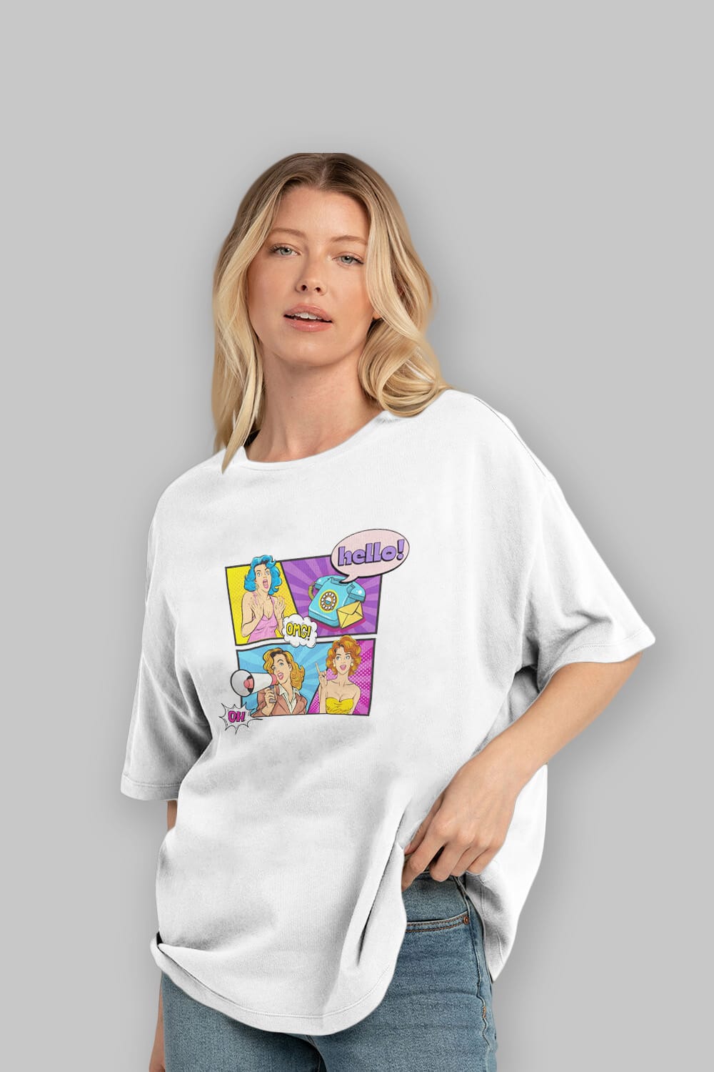 Hello OMG Ön Baskılı Oversize t-shirt Erkek Kadın Unisex