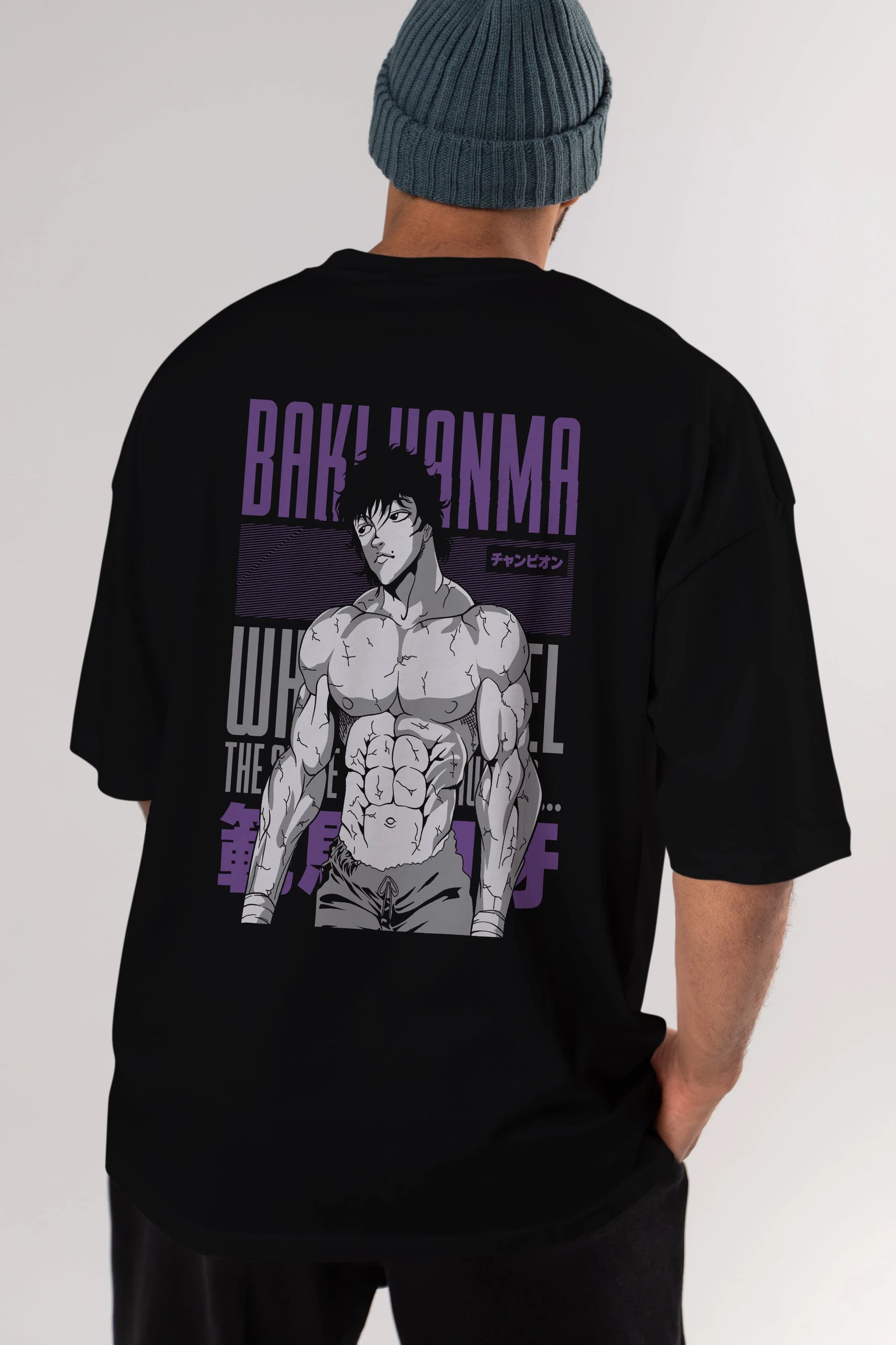 BAKI HANMA (2) Anime Arka Baskılı Oversize t-shirt Erkek Kadın Unisex