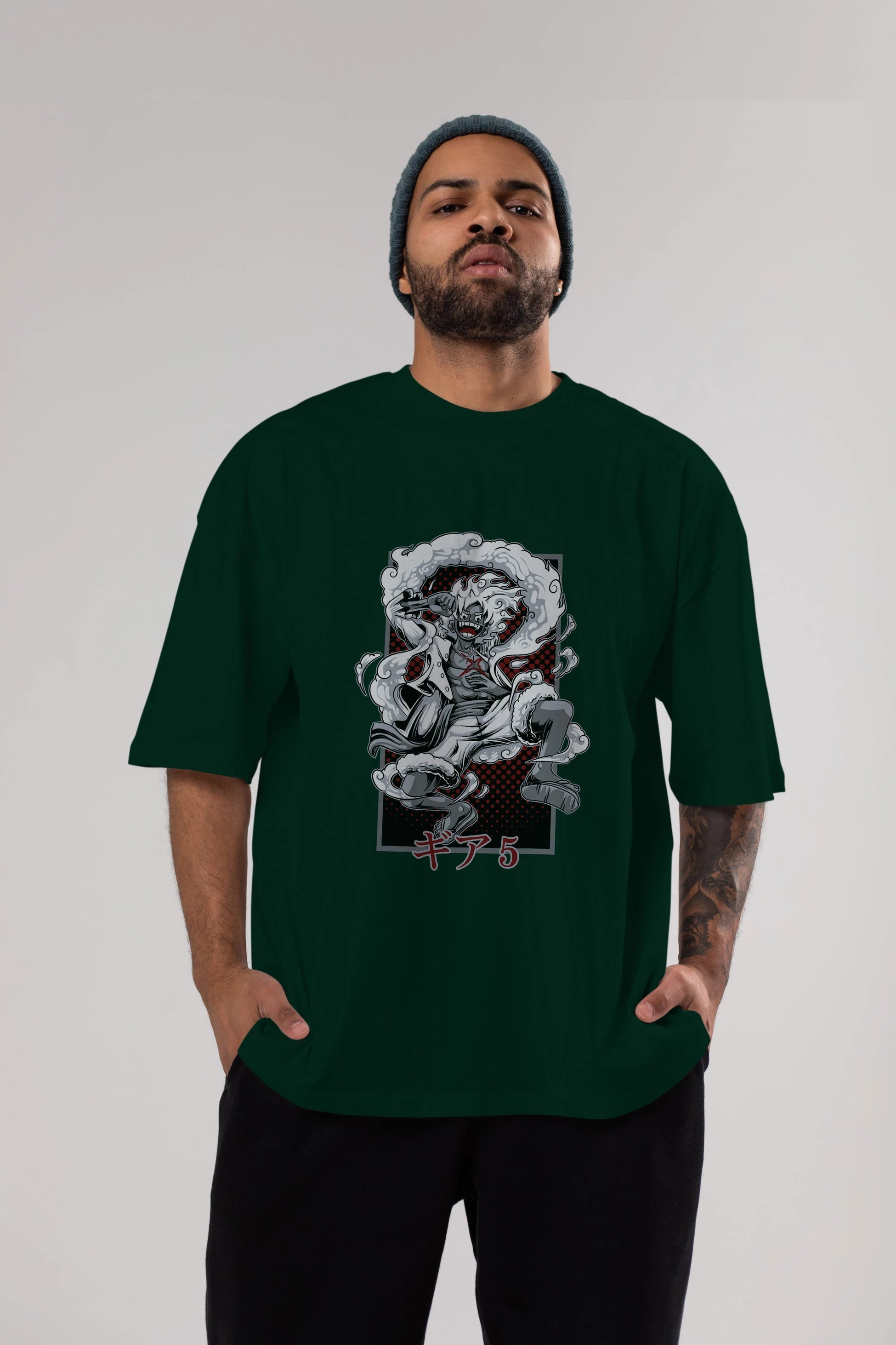 LUFFY GEAR 5 Anime Ön Baskılı Oversize t-shirt %100 pamuk Erkek Kadın Unisex