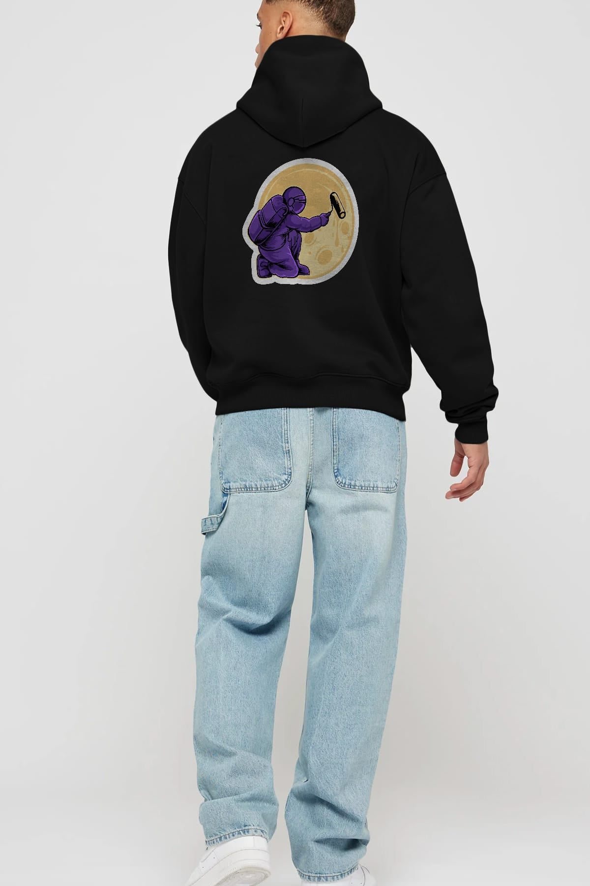 Astropaint Sticker Arka Baskılı Hoodie Oversize Kapüşonlu Sweatshirt Erkek Kadın Unisex