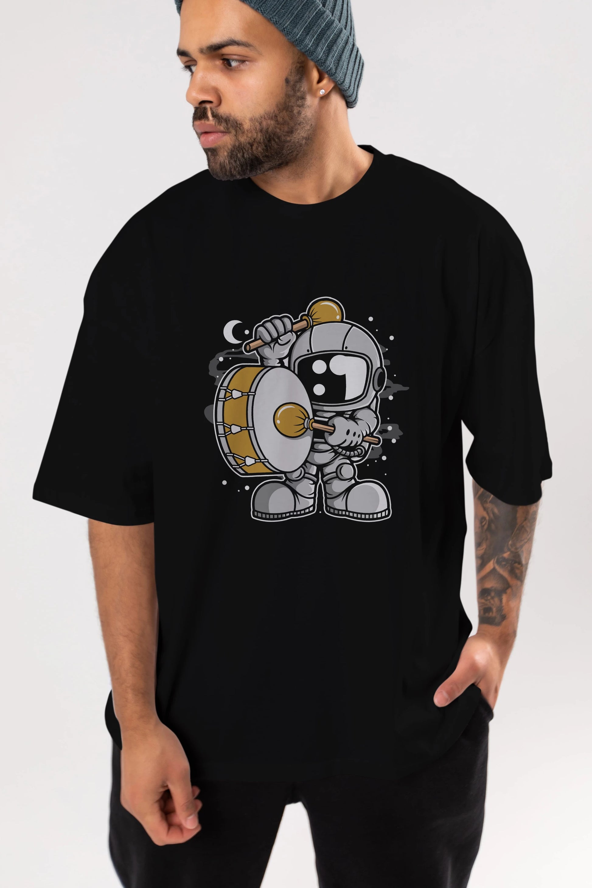 Astronaut Marching Band Ön Baskılı Oversize t-shirt Erkek Kadın Unisex