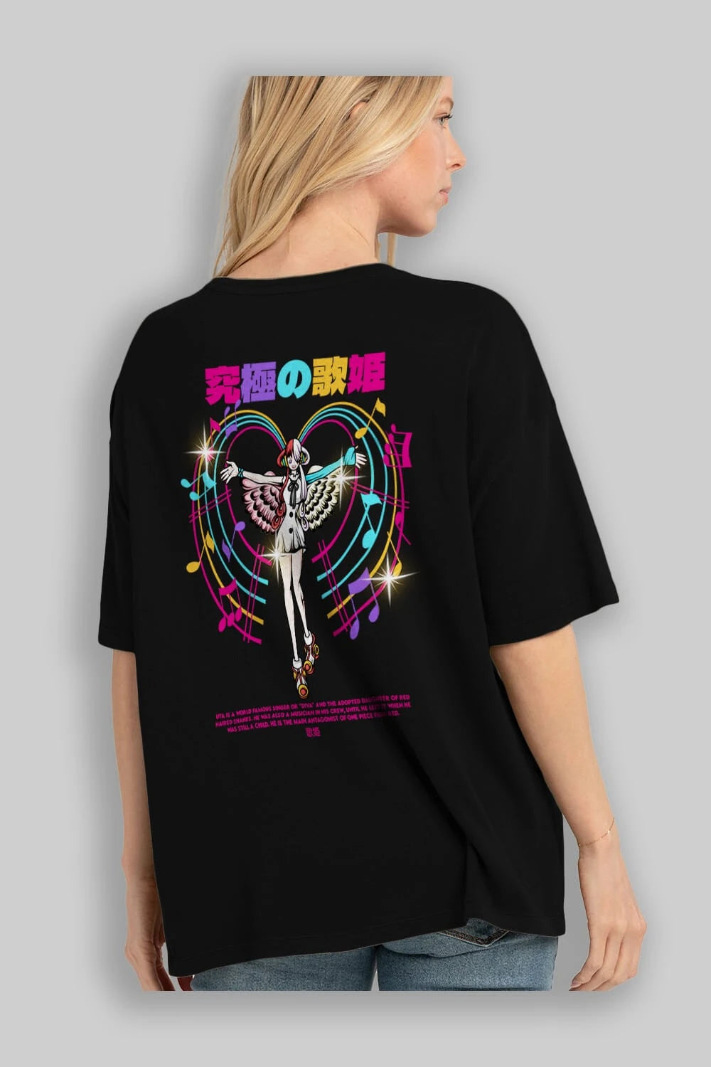 Uta Anime Arka Baskılı Oversize t-shirt Erkek Kadın Unisex