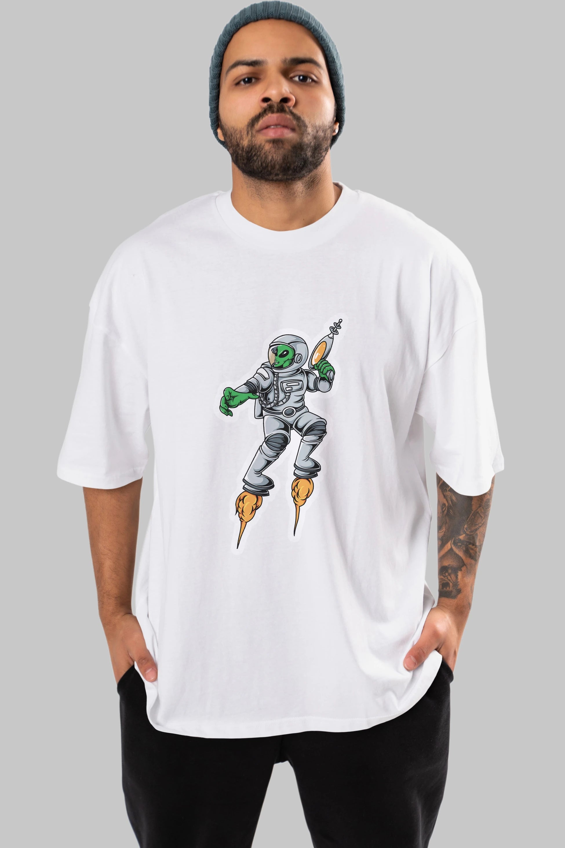 Alien Wars Sticker Ön Baskılı Oversize t-shirt Erkek Kadın Unisex