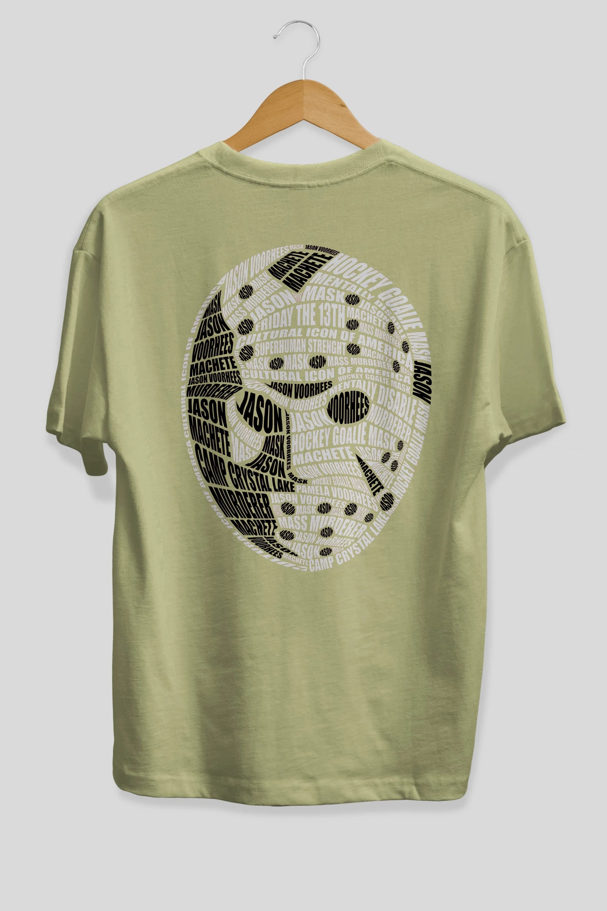Jason Voorhees Calligram Arka Baskılı Oversize t-shirt %100 pamuk Erkek Kadın Unisex