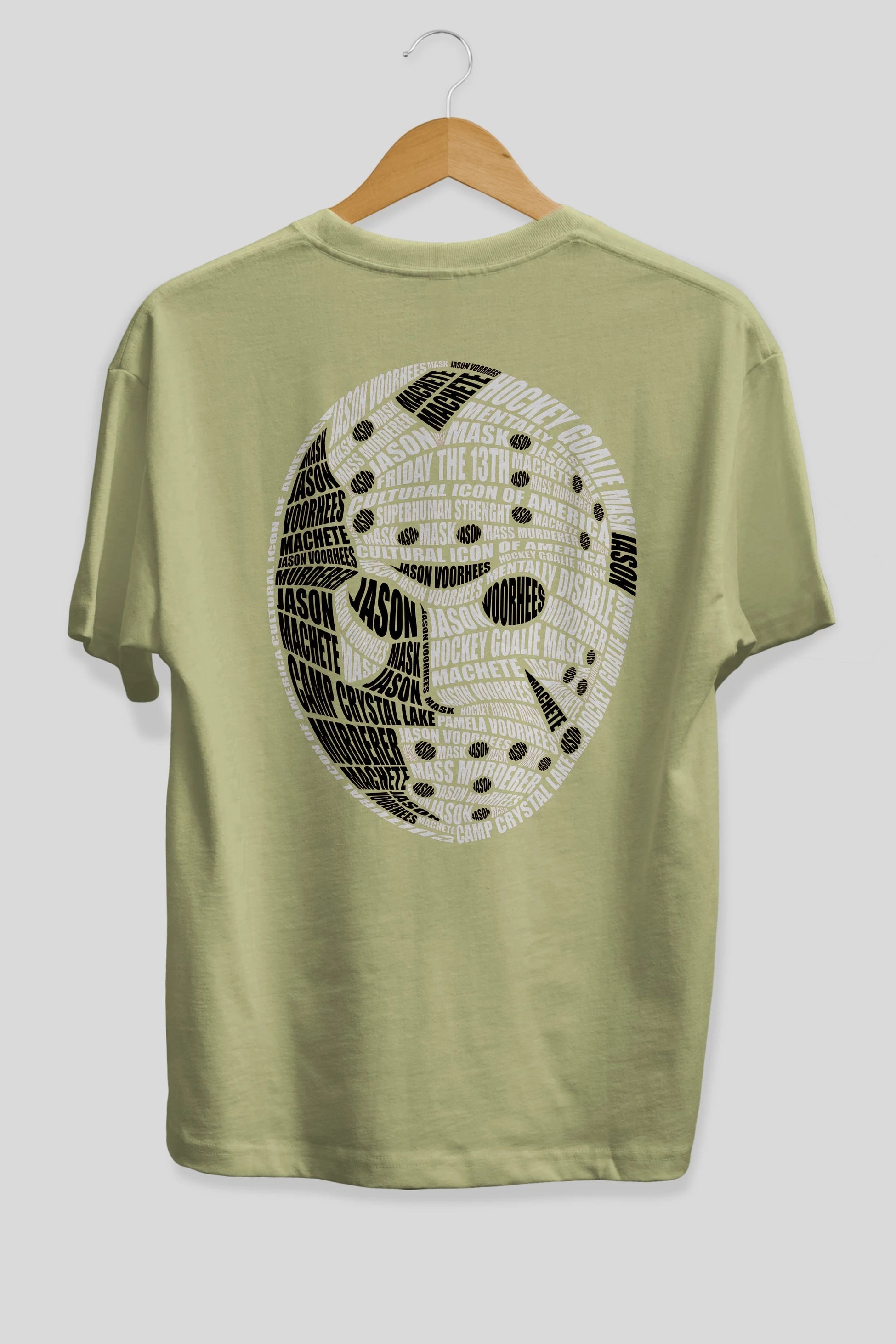 Jason Voorhees Calligram Arka Baskılı Oversize t-shirt %100 pamuk Erkek Kadın Unisex
