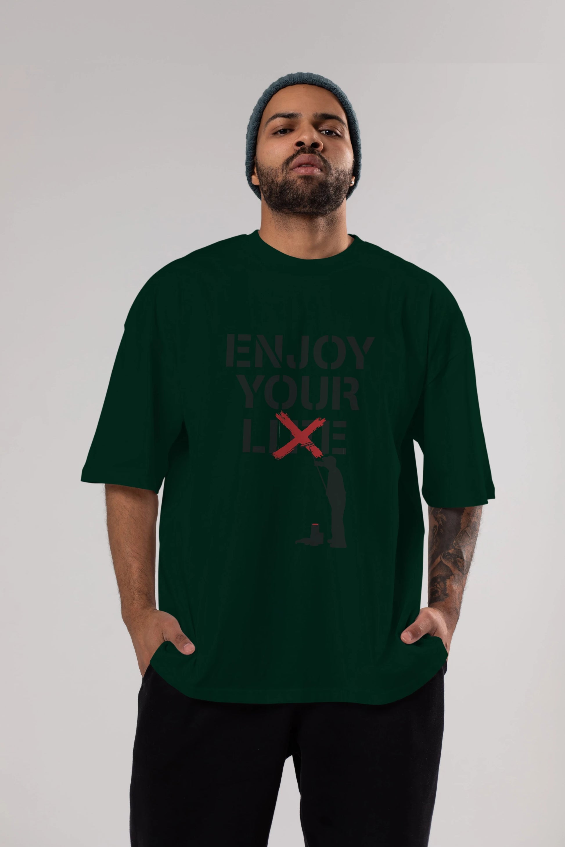 Enjoy Your Lie Ön Baskılı Oversize t-shirt %100 pamuk Erkek Kadın Unisex