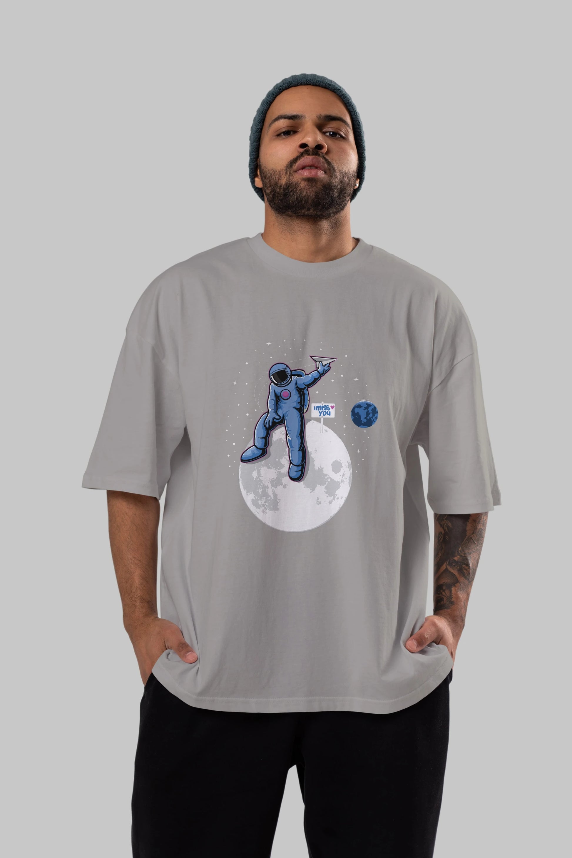 Astro Missing Earth Ön Baskılı Oversize t-shirt Erkek Kadın Unisex
