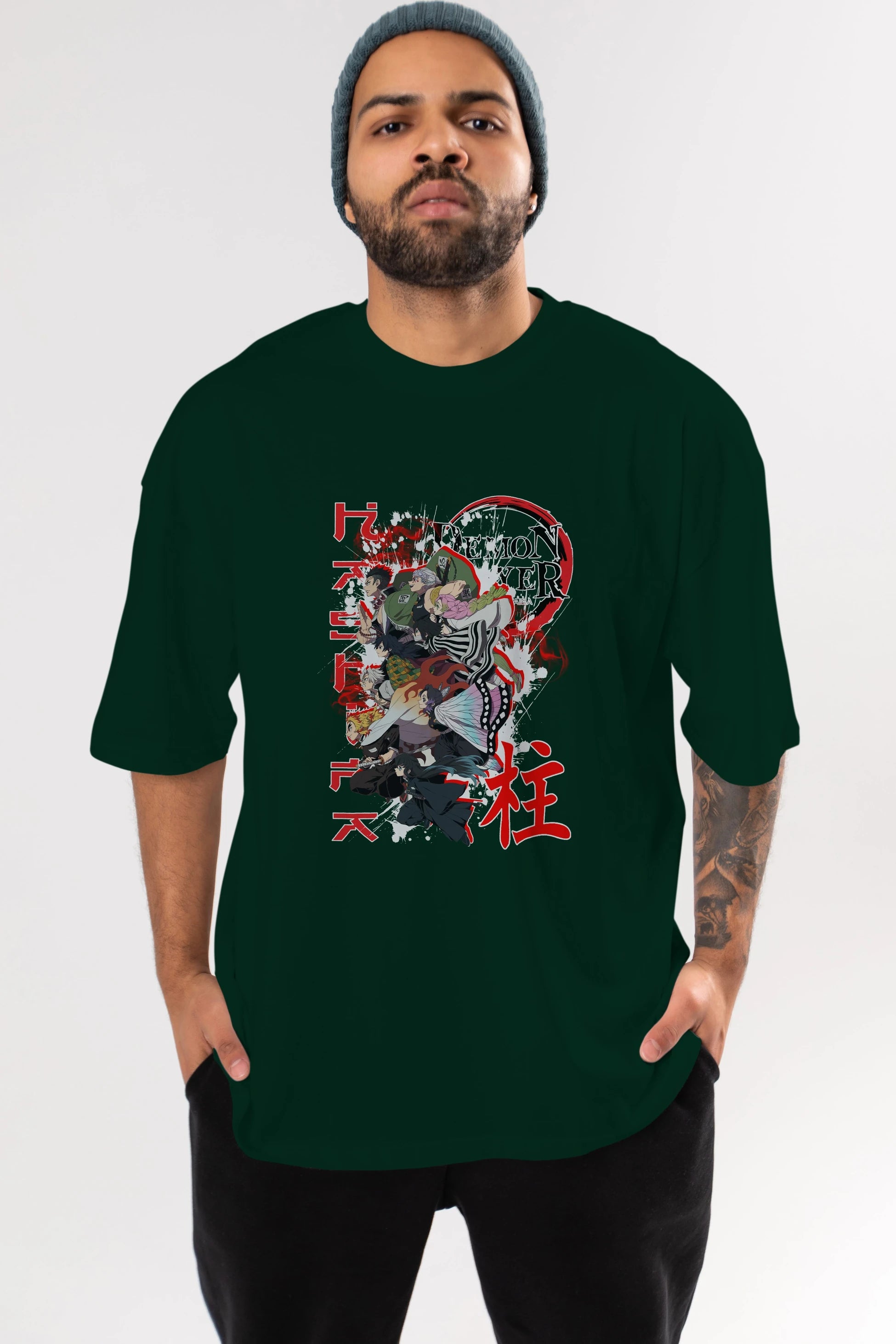 DEMON SLAYER SLAYERS Anime Ön Baskılı Oversize t-shirt %100 pamuk Erkek Kadın Unisex