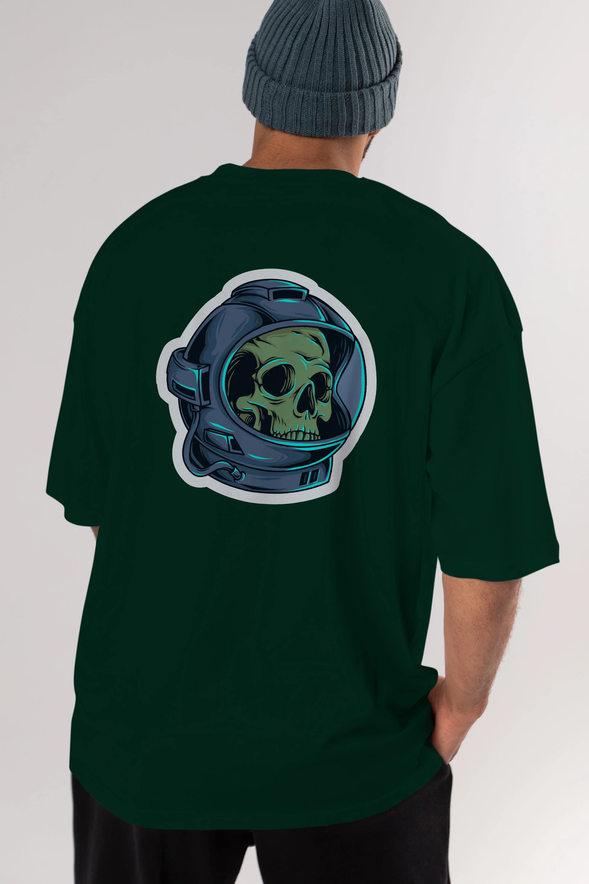 Astroskull Sticker Arka Baskılı Oversize t-shirt Erkek Kadın Unisex