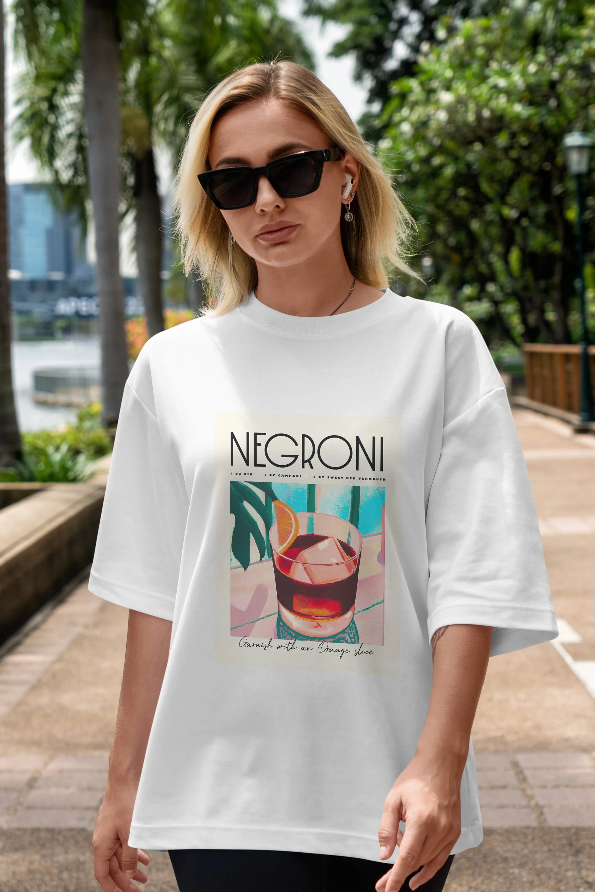 Negroni 4 Ön Baskılı Oversize t-shirt Erkek Kadın Unisex %100 Pamuk Bisiklet Yaka tişort