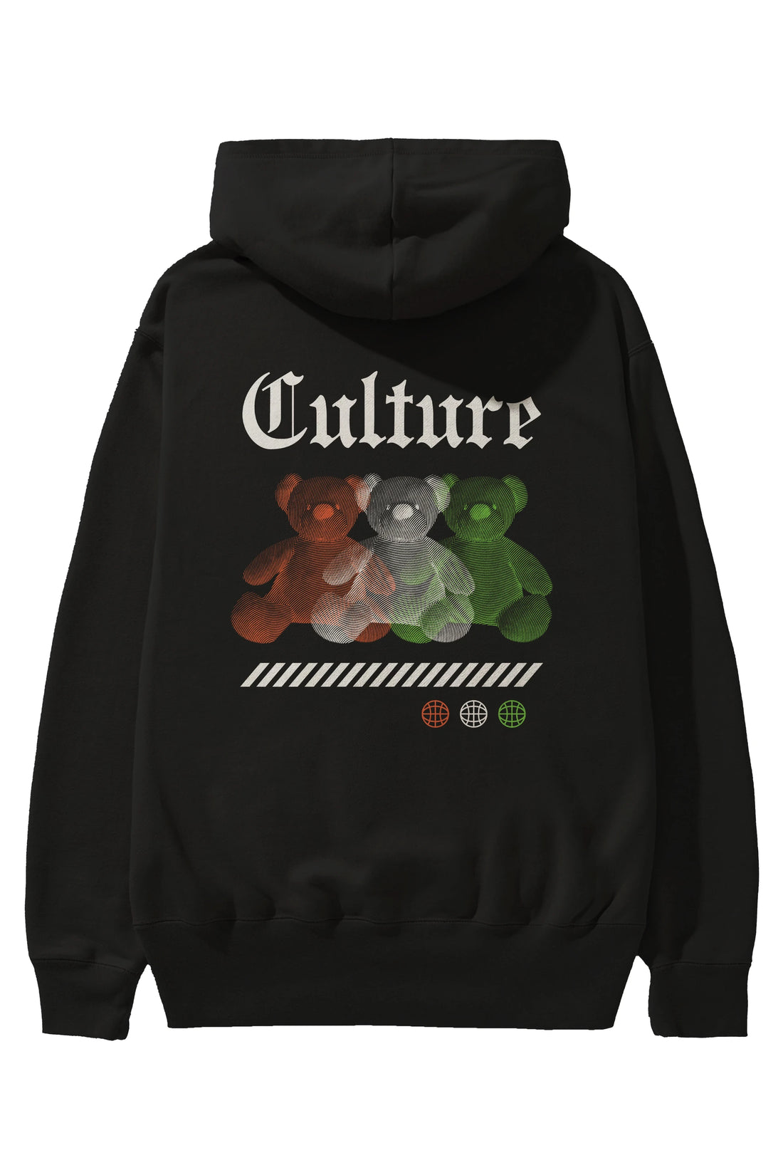 Culture Bear Arka Baskılı Hoodie Oversize Kapüşonlu Sweatshirt Erkek Kadın Unisex