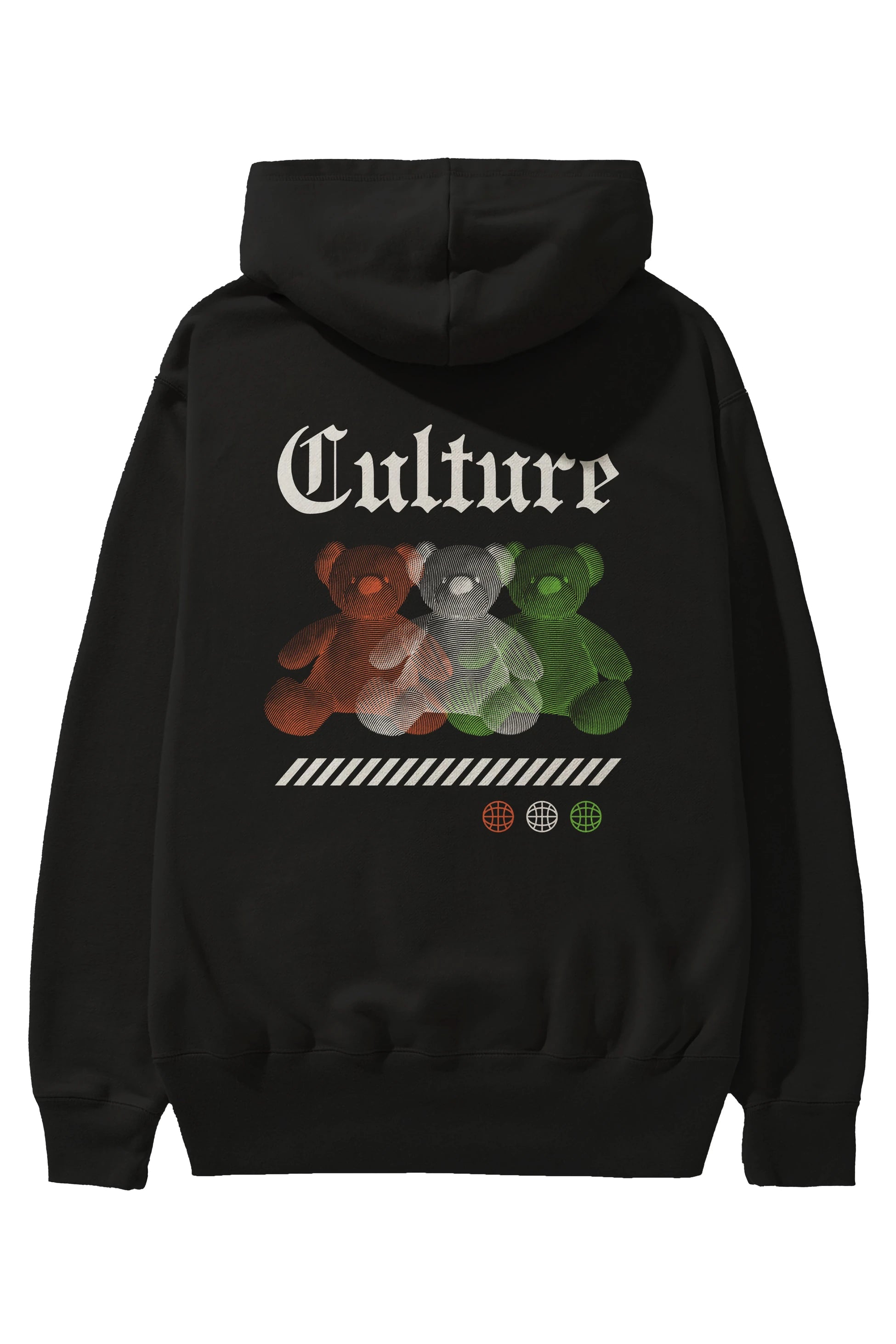 Culture Bear Arka Baskılı Hoodie Oversize Kapüşonlu Sweatshirt Erkek Kadın Unisex