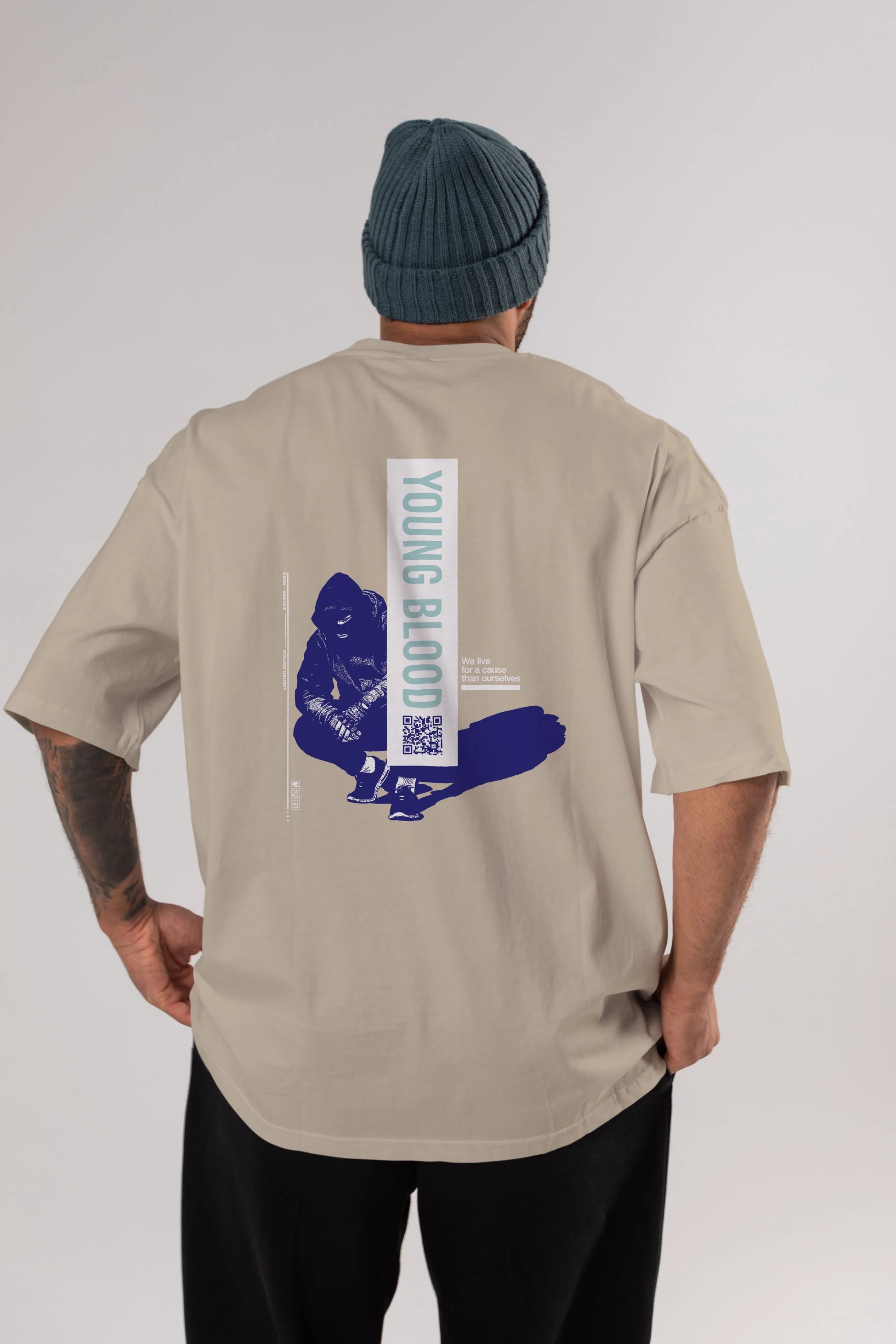 Young Blood Arka Baskılı Oversize t-shirt Erkek Kadın Unisex