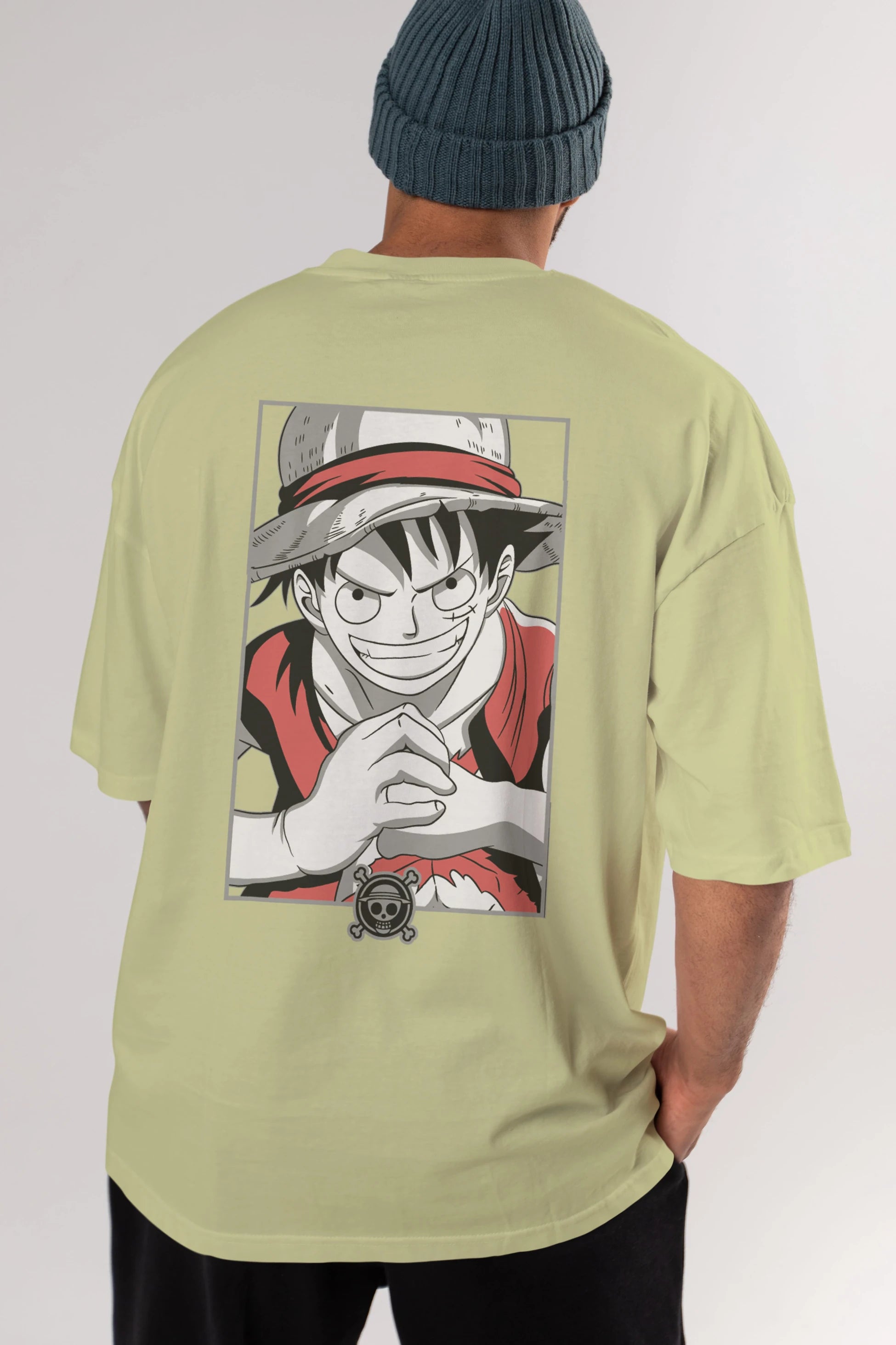 LUFF D. MONKEY OnePiece Anime Arka Baskılı Oversize t-shirt Erkek Kadın Unisex
