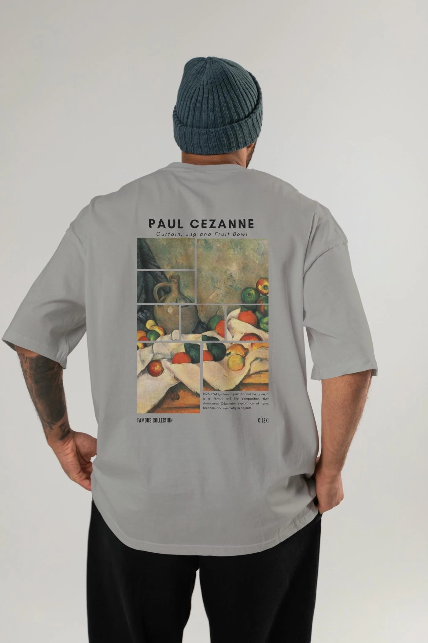 Paul Cezanne Curtain Arka Baskılı Oversize t-shirt Erkek Kadın Bisiklet Yaka Pamuk tişort