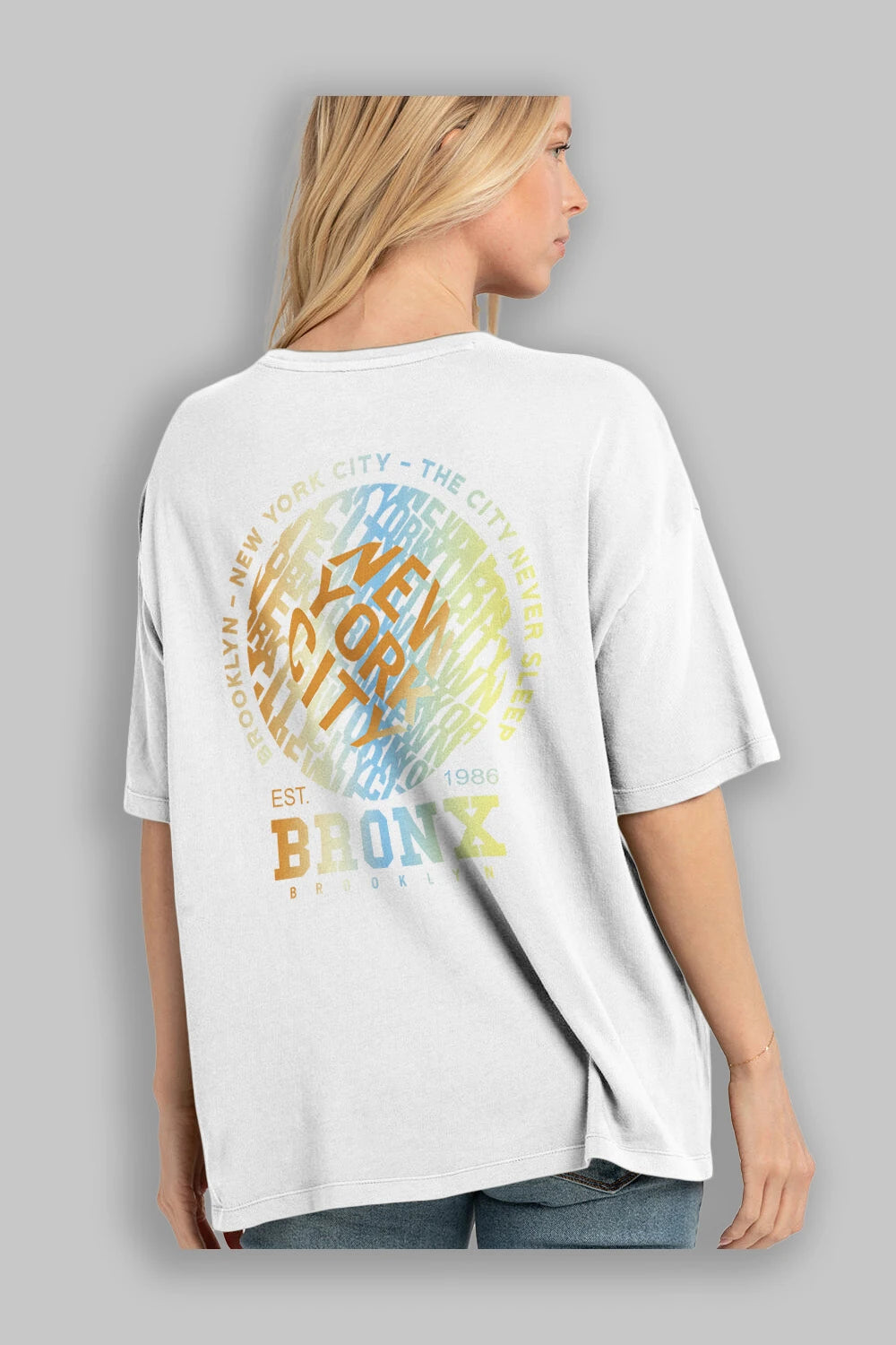 Brooklyn and New York City Arka Baskılı Oversize t-shirt Erkek Kadın Unisex