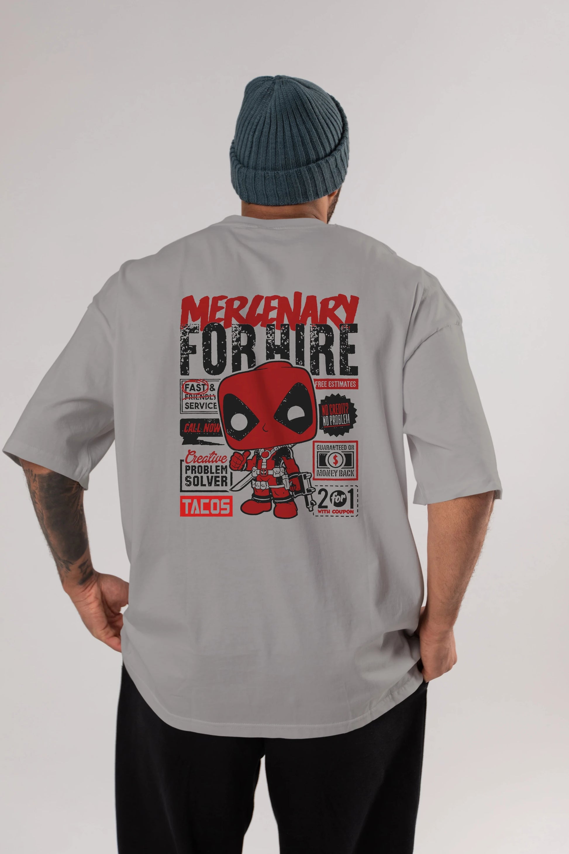 Deadpool (18) Arka Baskılı Oversize t-shirt Erkek Kadın Unisex %100 Pamuk Bisiklet Yaka tişort