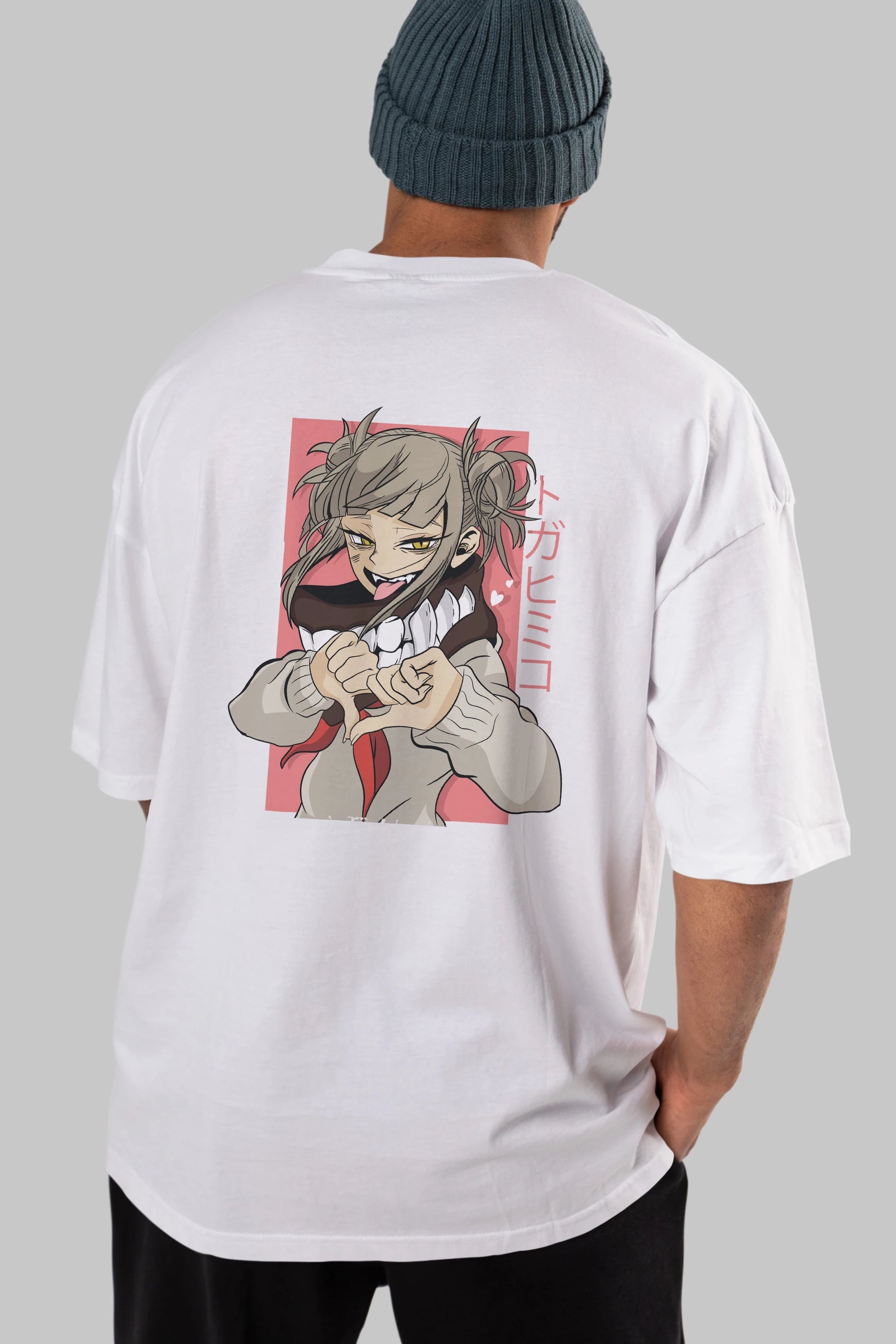 Himiko Toga Anime Arka Baskılı Oversize t-shirt Erkek Kadın Unisex