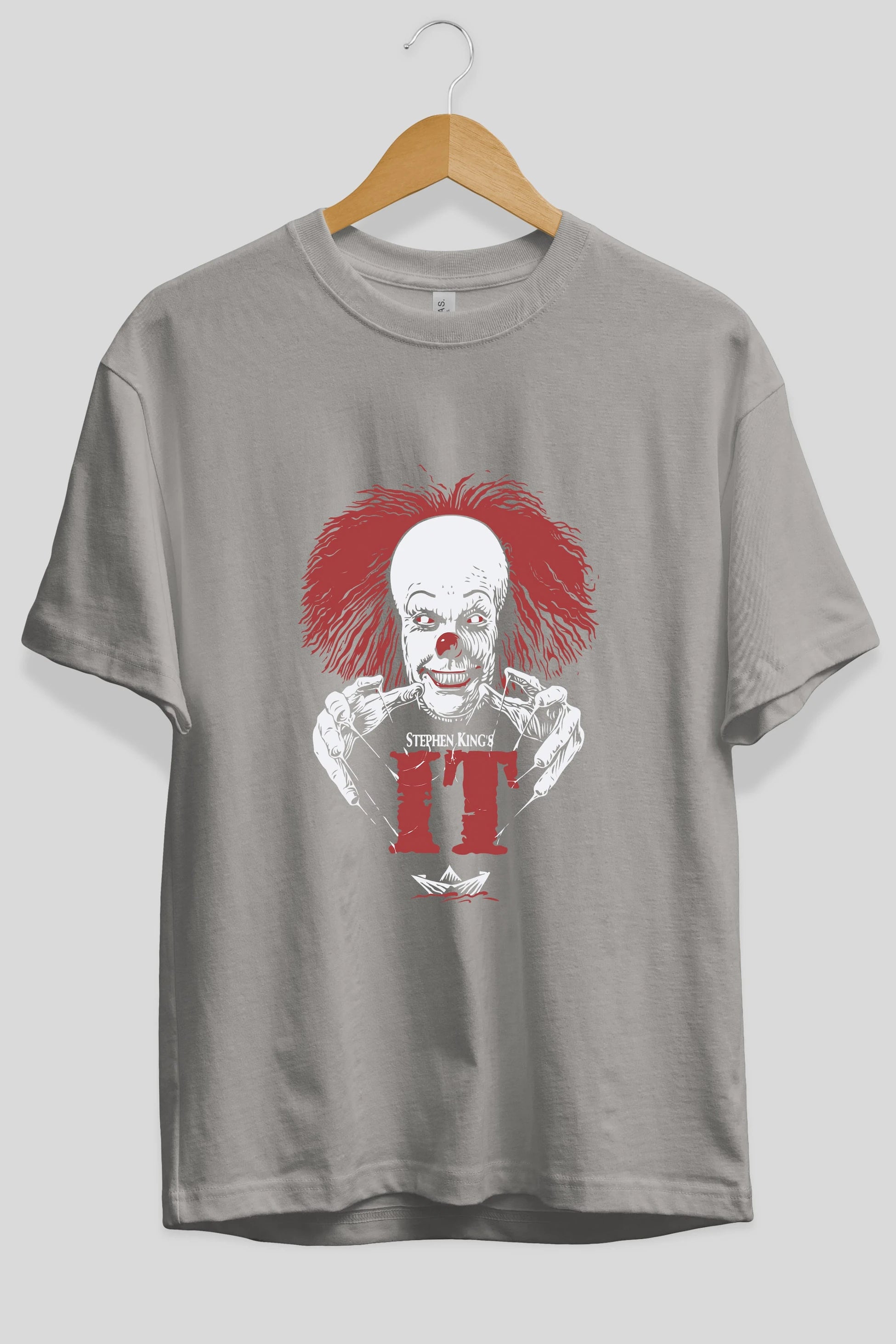 it Ön Baskılı Oversize t-shirt Erkek Kadın Unisex %100 Pamuk Bisiklet Yaka tişort